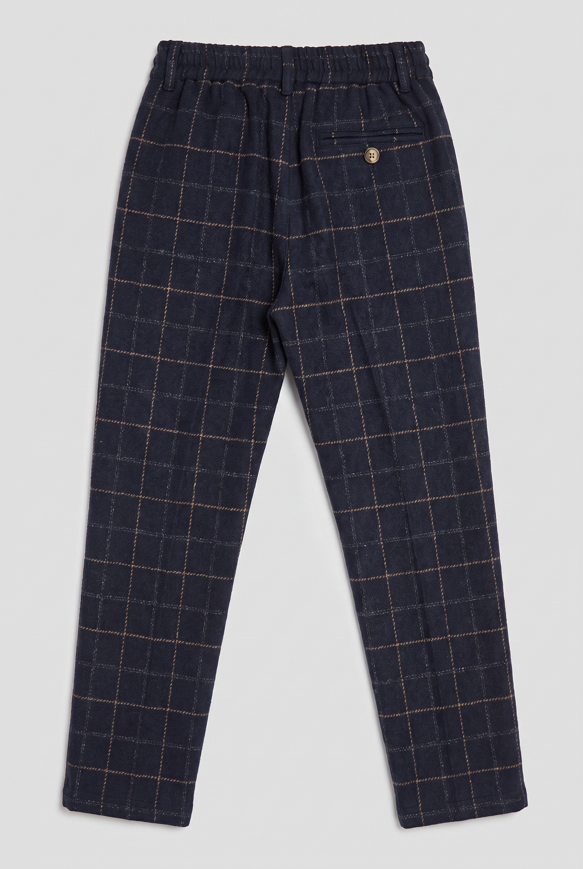 Boys Tweed Windowpane Check Slim Fit Suit - Cavani SHELBY Navy Blue