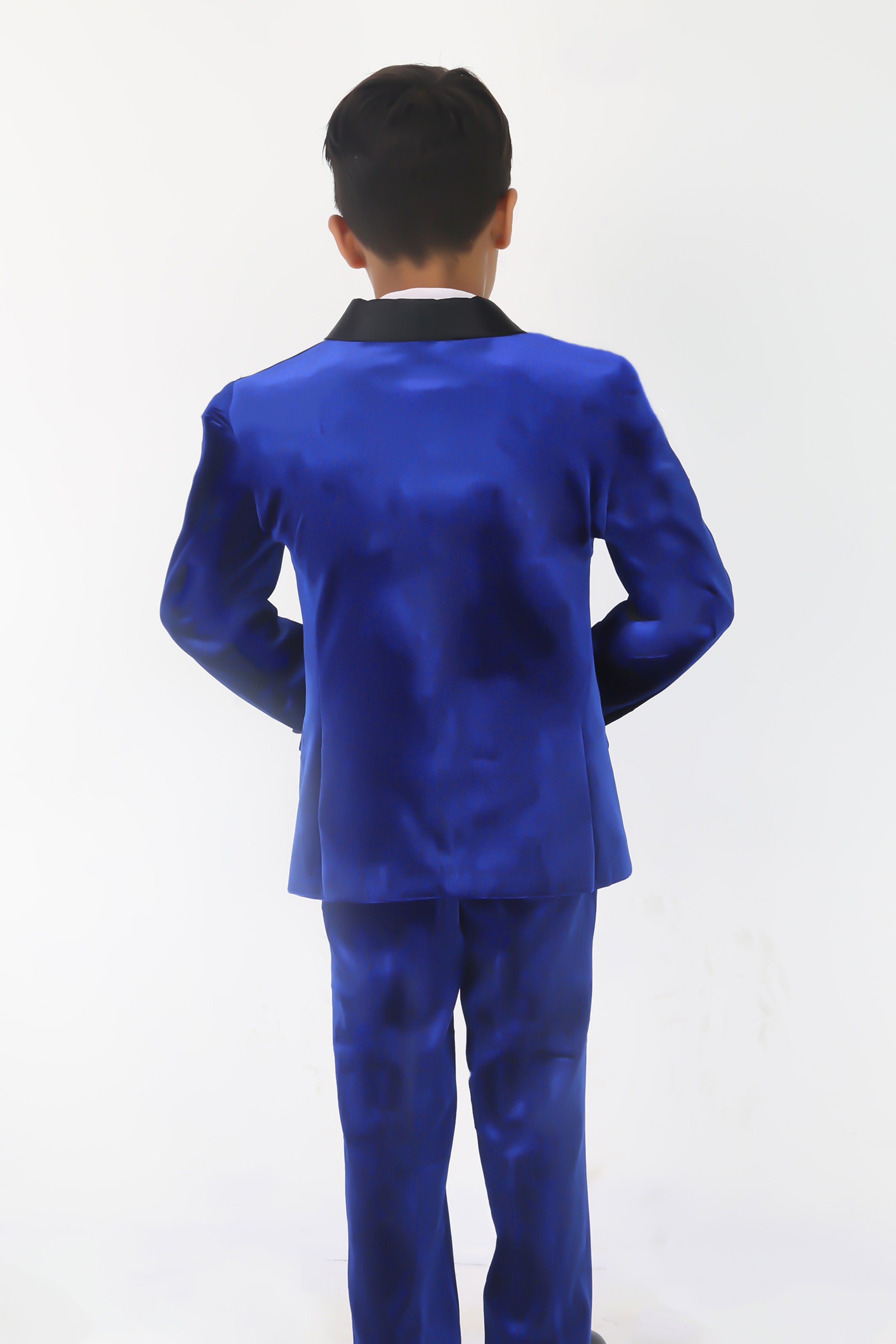 Boys' Velvet Suit with Satin Shawl Lapels - EC103 - Royal Blue Jacket Back Picture