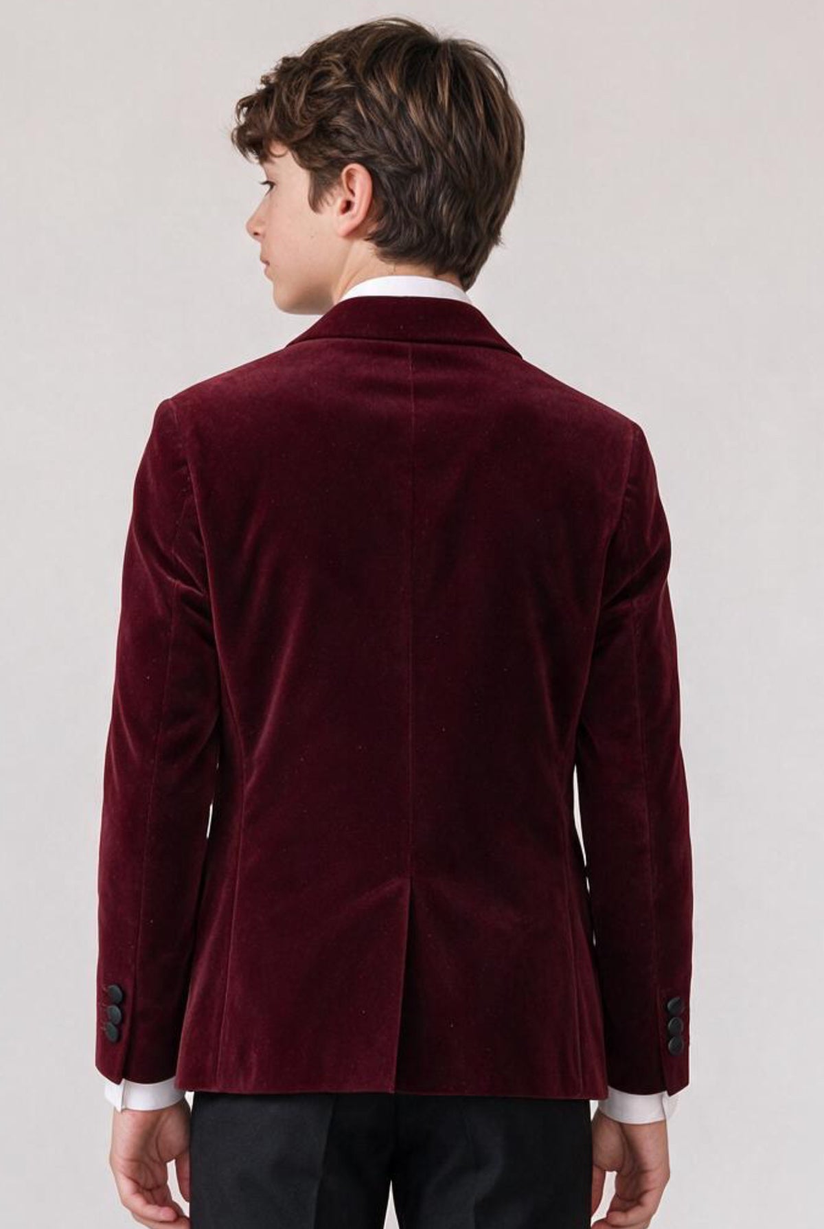 Boys Velvet Blazer Satin Lapel Dinner Jacket - Mayfair - Wine