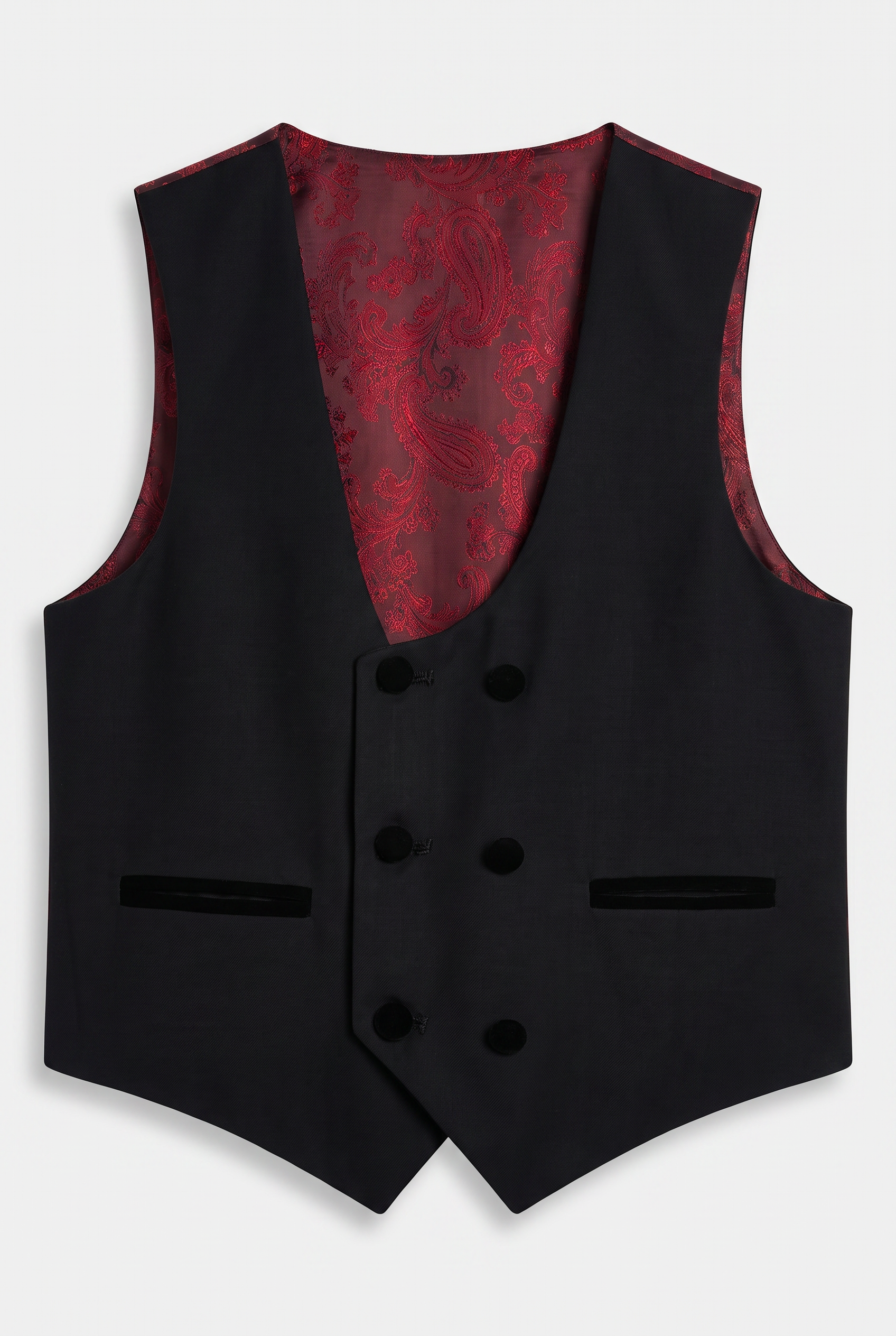Boys Velvet Trim Black Formal Suit - Black