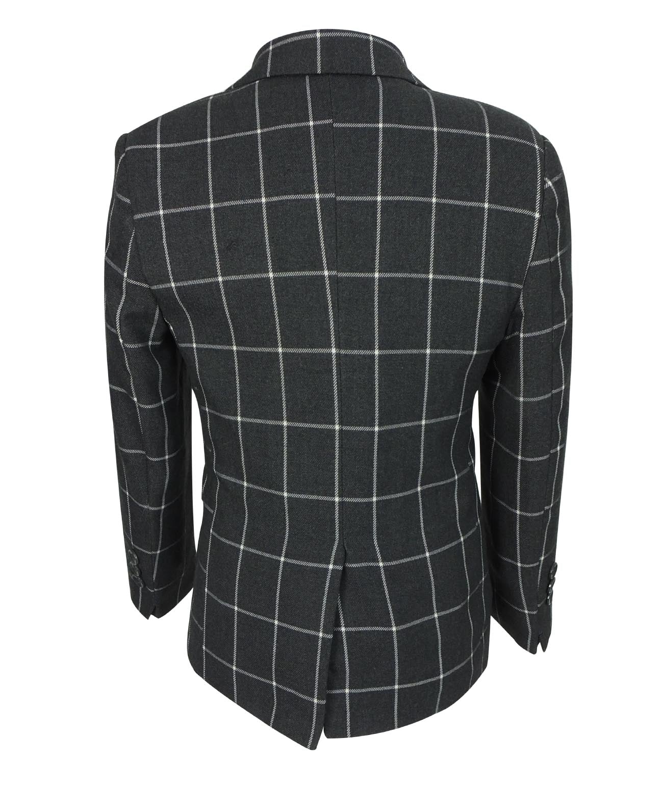 Boys Windowpane Check Suit Set - Charcoal Grey