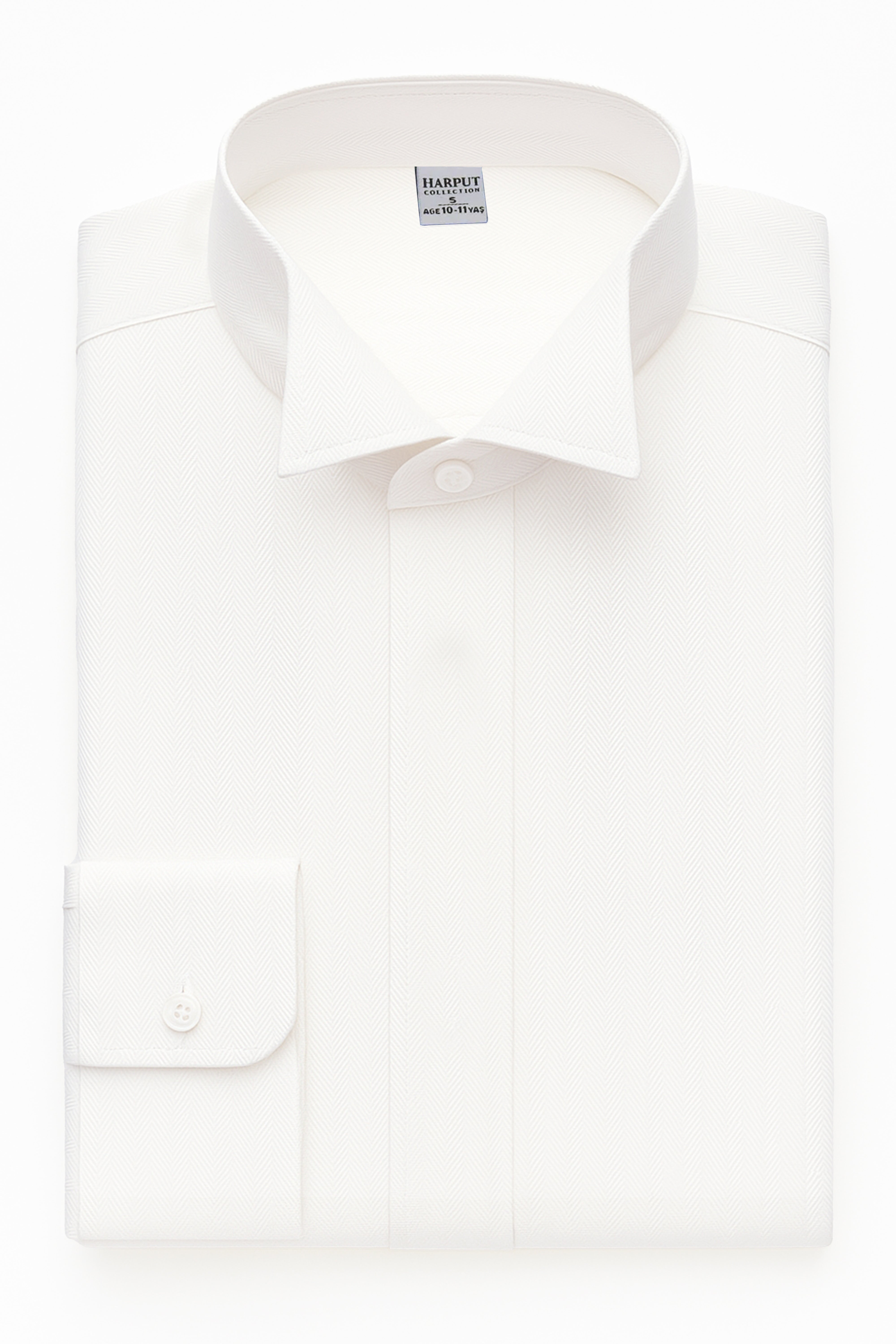 Boys Wing Collar Herringbone Dress Shirt - Harput - Ivory