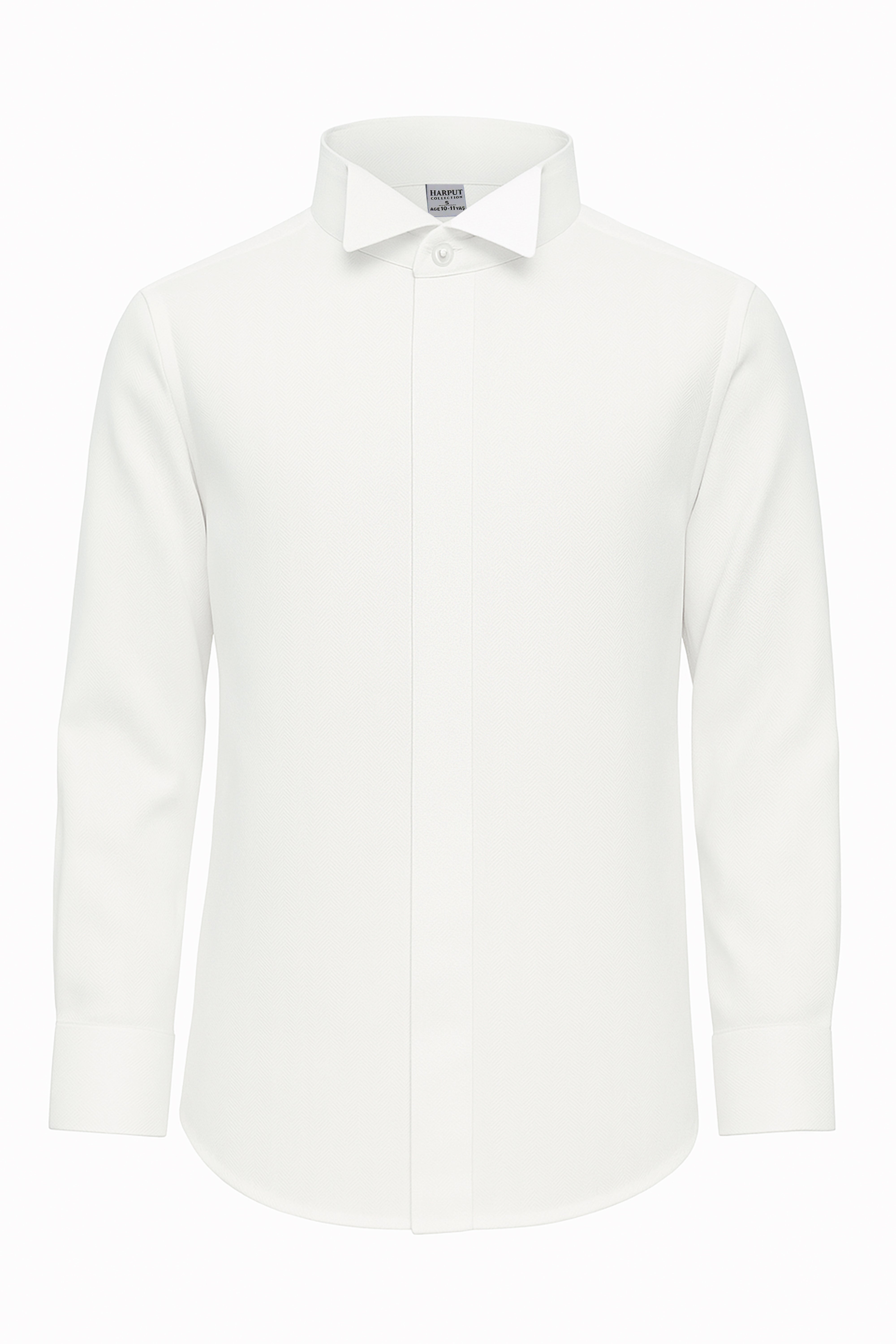 Boys Wing Collar Herringbone Dress Shirt - Harput - Ivory