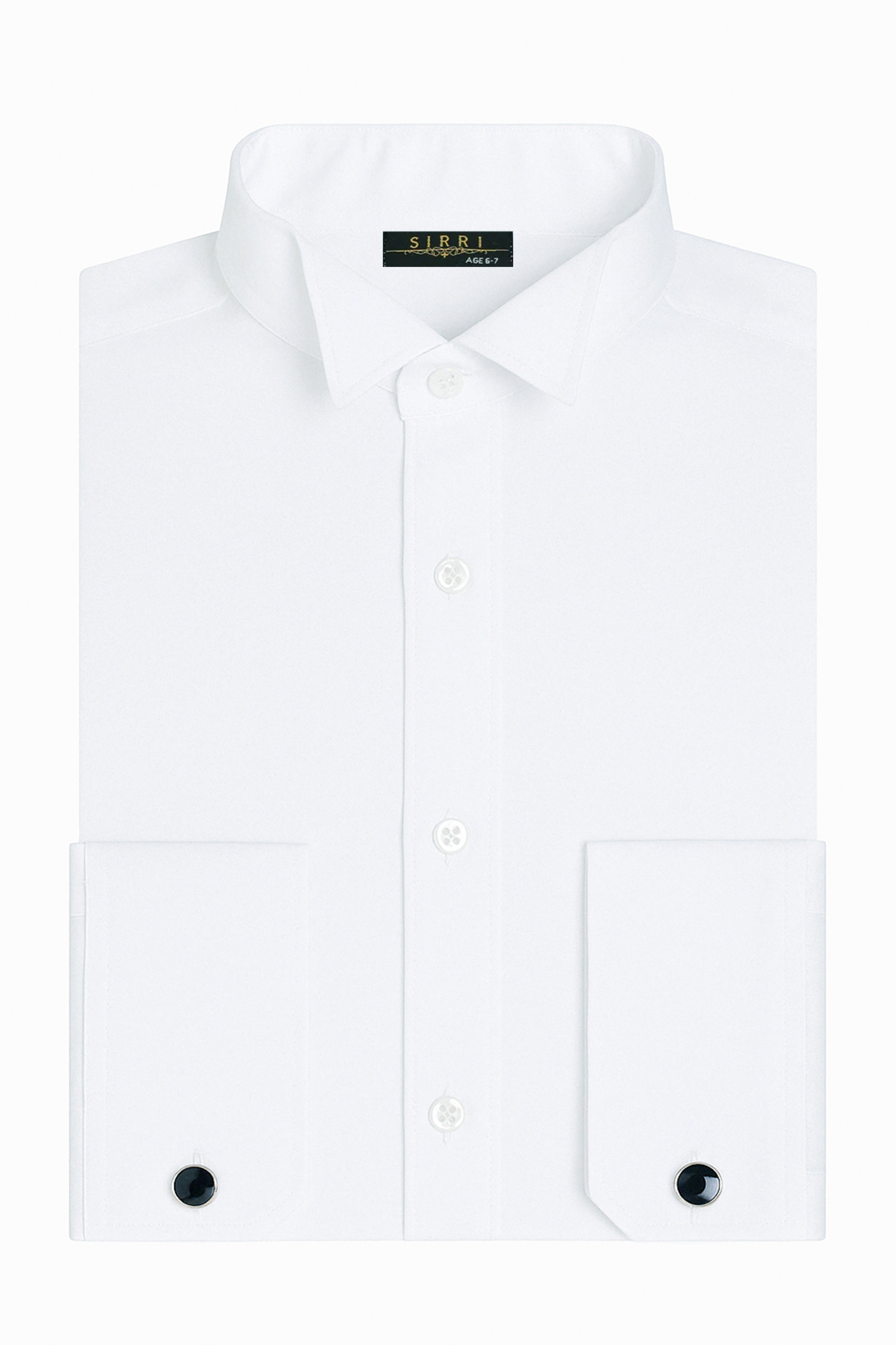 Boys Wing Collar Tuxedo Cufflink White Shirt - White