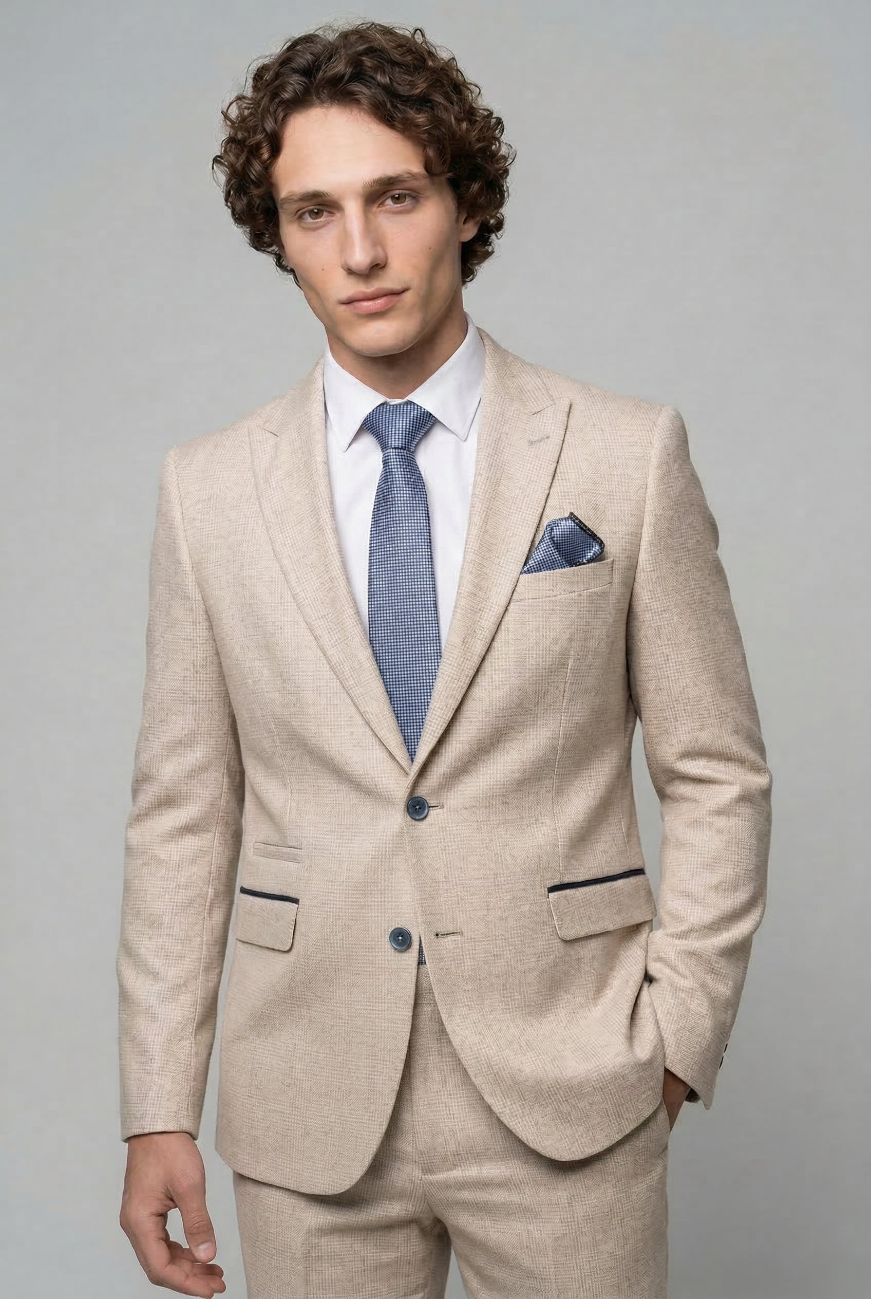 Caridi 2-Piece Glen Check Prom Suit - Beige
