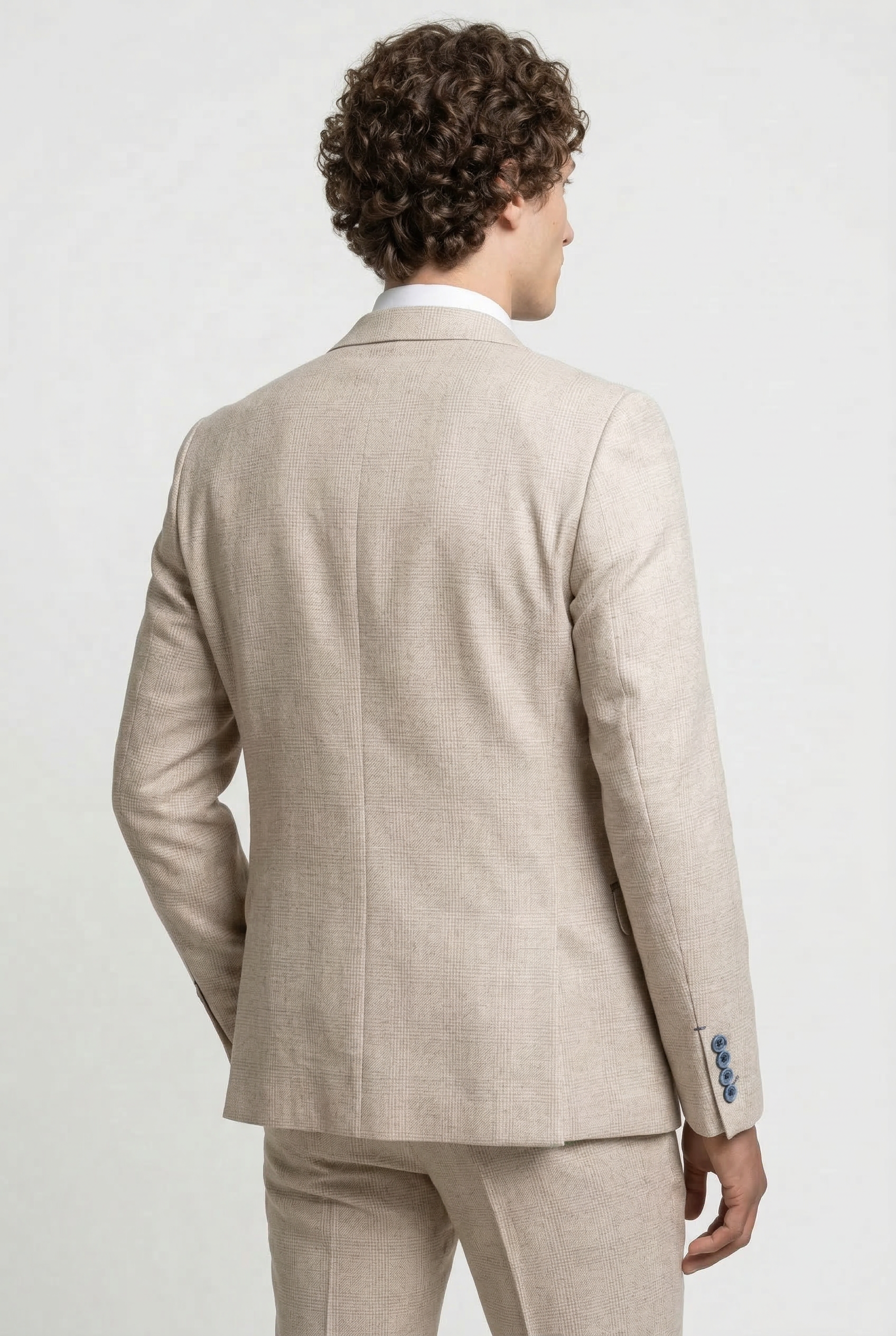 Caridi 3-Piece Glen Check Prom Suit - Beige Back picture