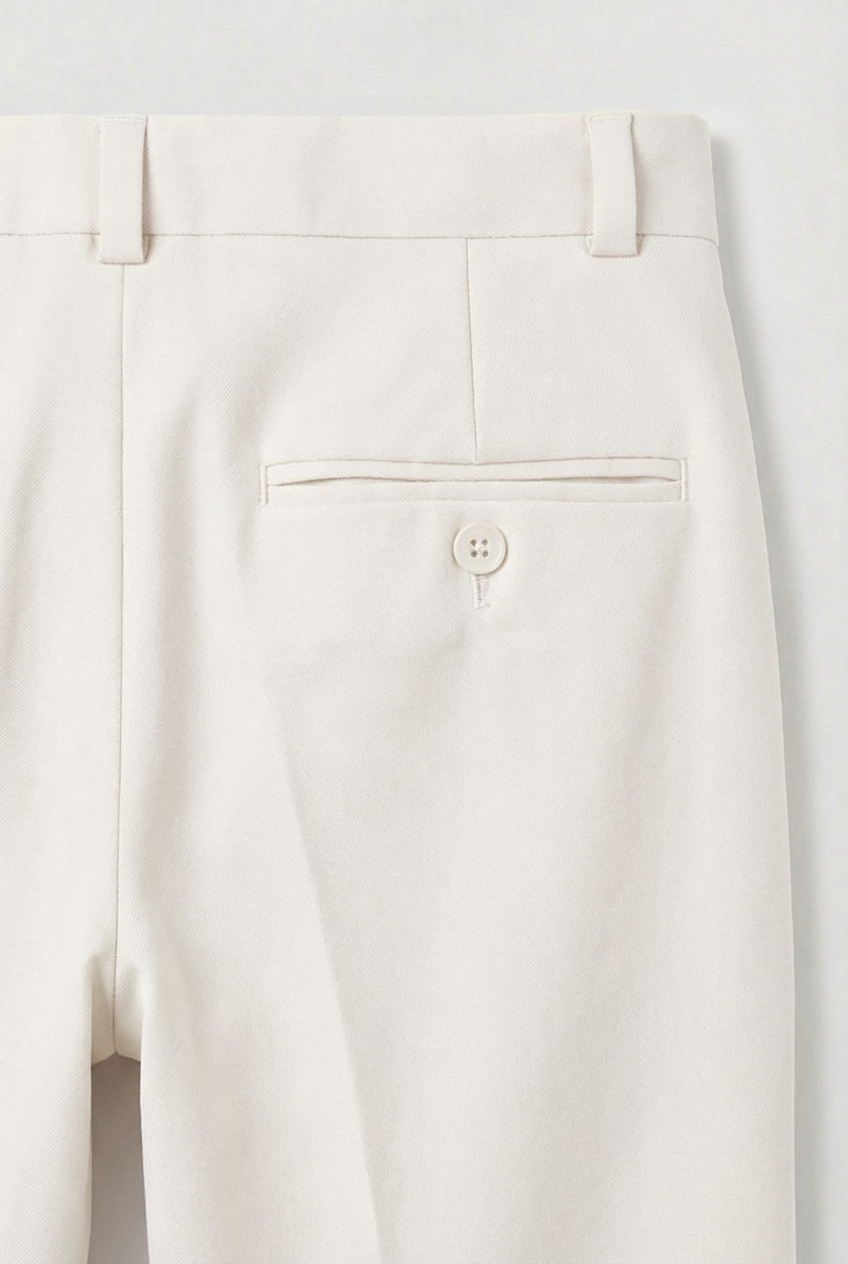 Boys Slim Fit Formal Trousers with Adjustable Waist - Ivory