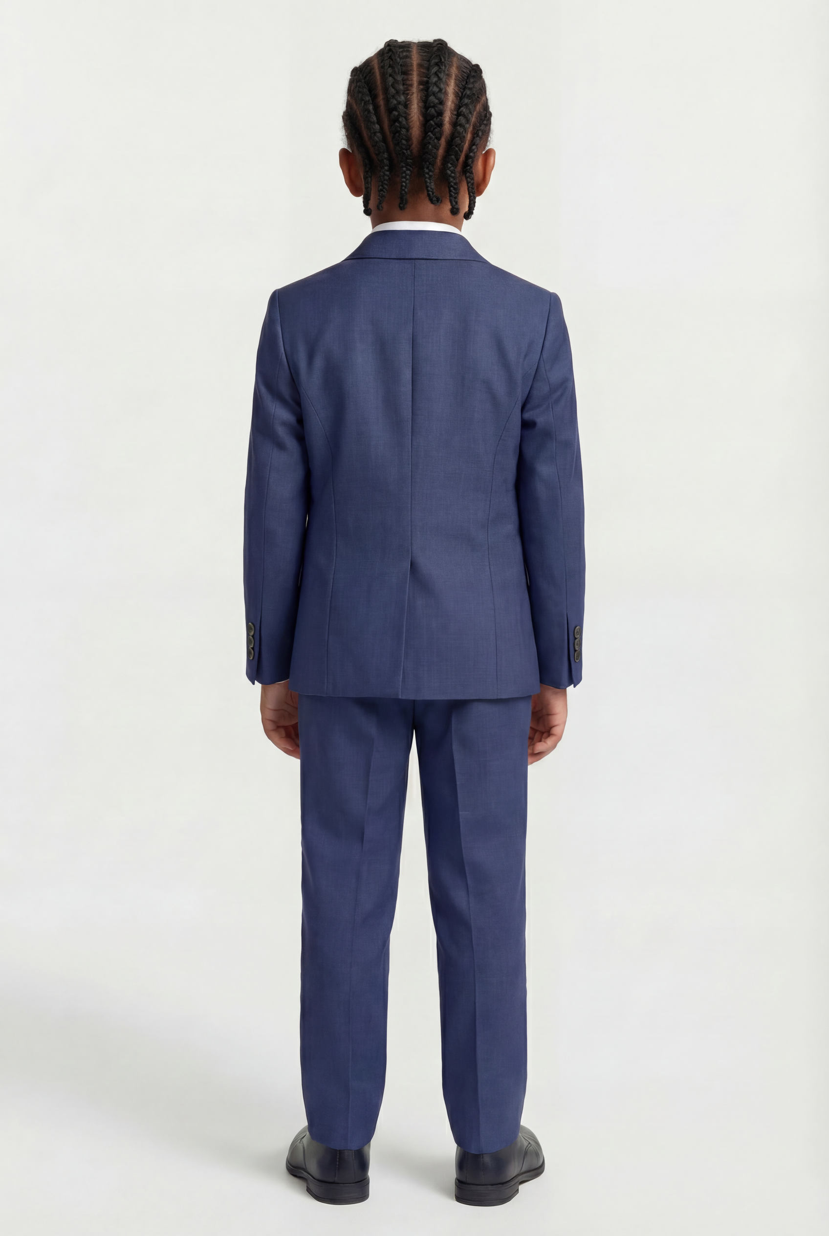 Boys 4-Piece Slim Fit Double Breasted Suit Set - Navy