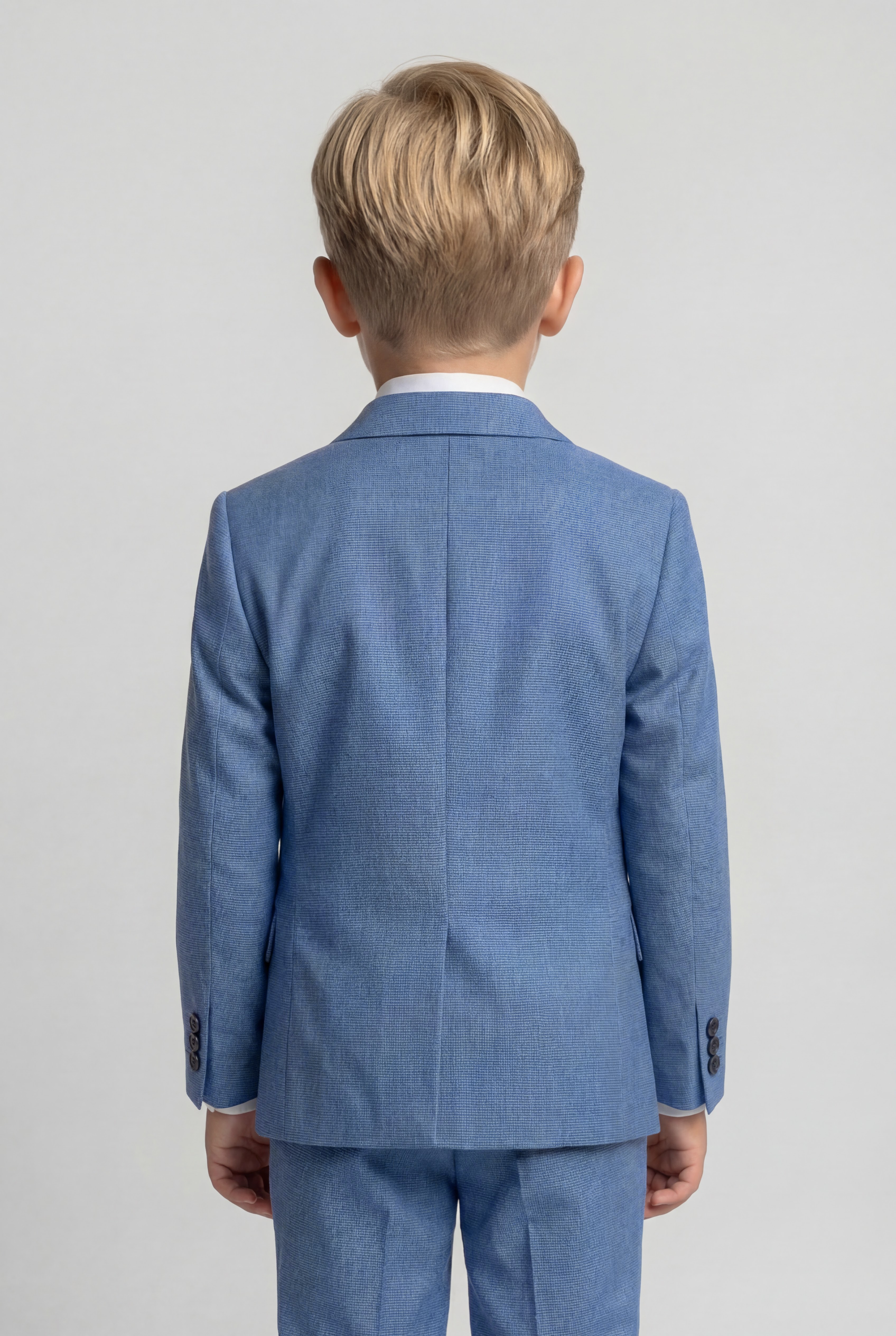 Boys 4-Piece Slim Fit Double Breasted Suit Set - Blue