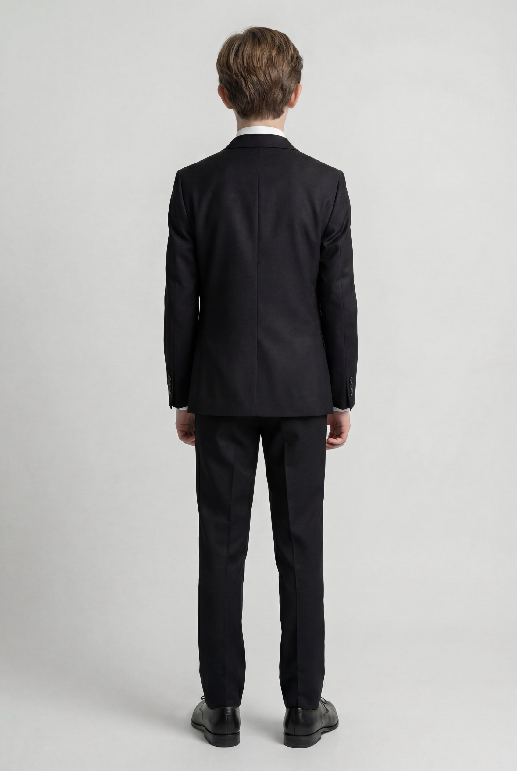 Boys 5-Piece Formal Prom Suit with Double Breasted Waistcoat - Black