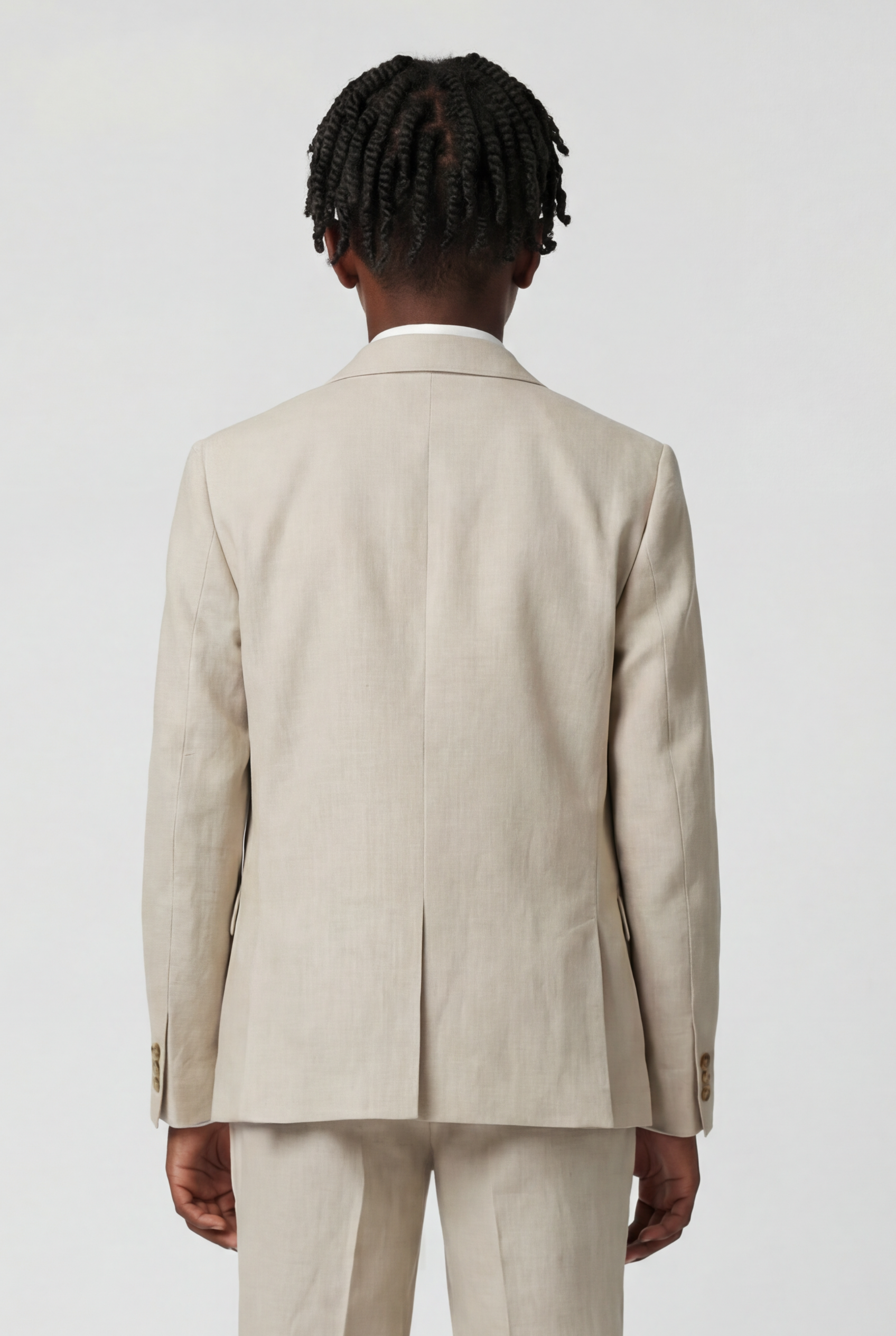 Boys 5-Piece Formal Prom Suit with Double Breasted Waistcoat - Beige