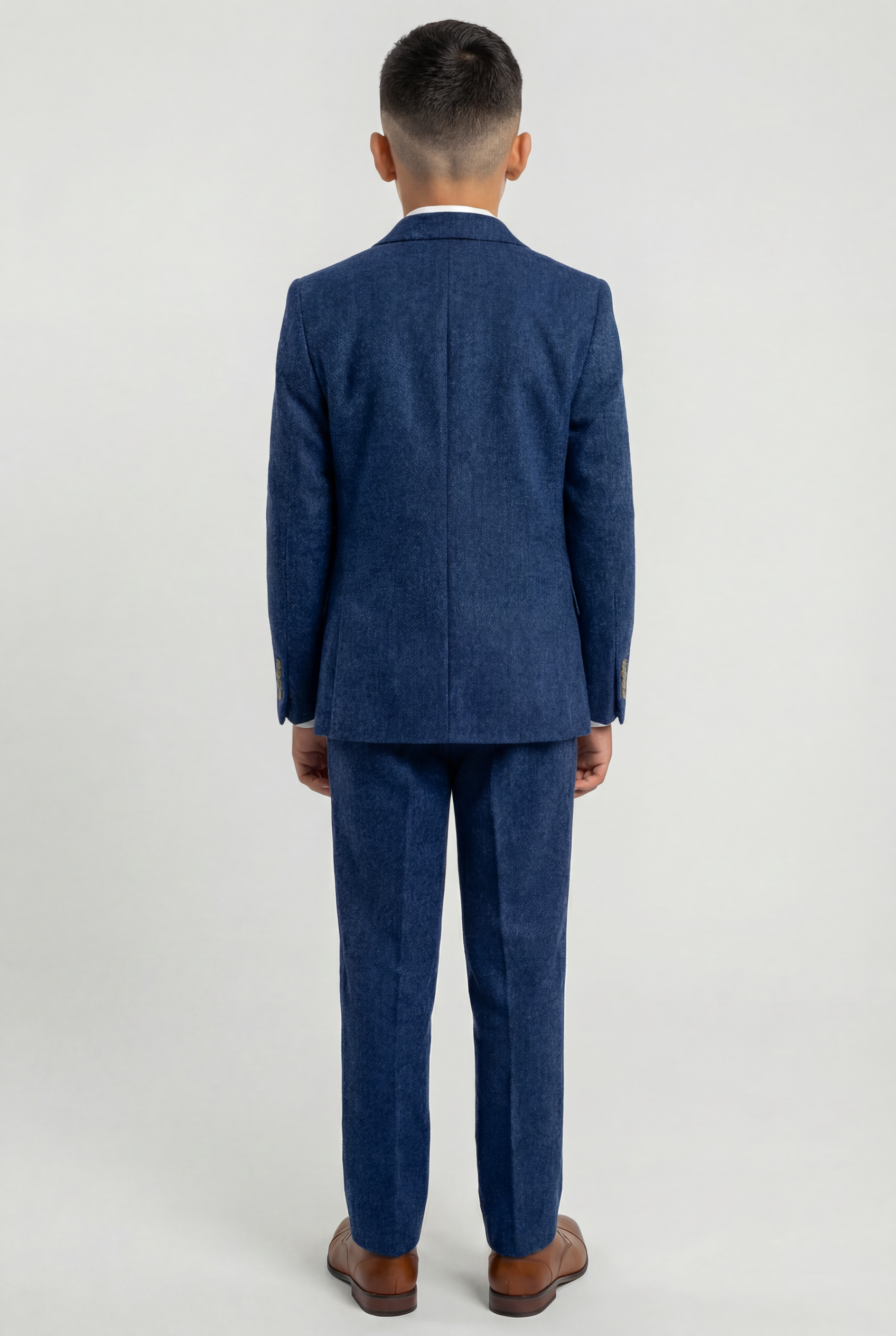 Boys Tweed Wool Blend Slim Fit Blue Suit - ORSON - Blue