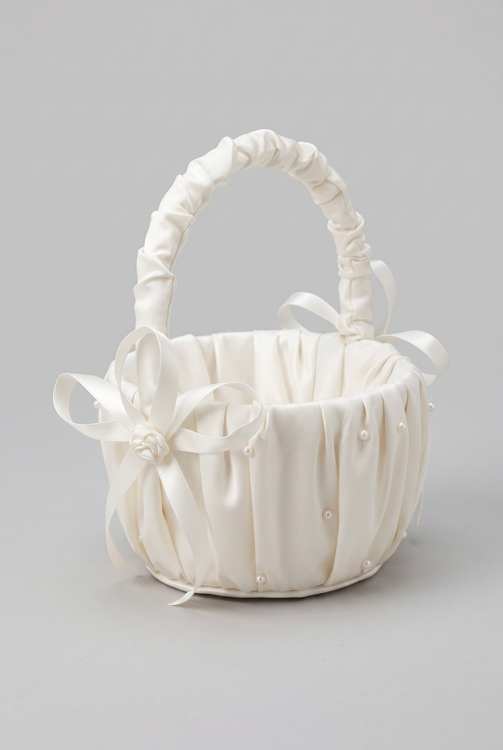 Elegant Flower Girl Basket for Weddings & Special Occasions In Ivory
