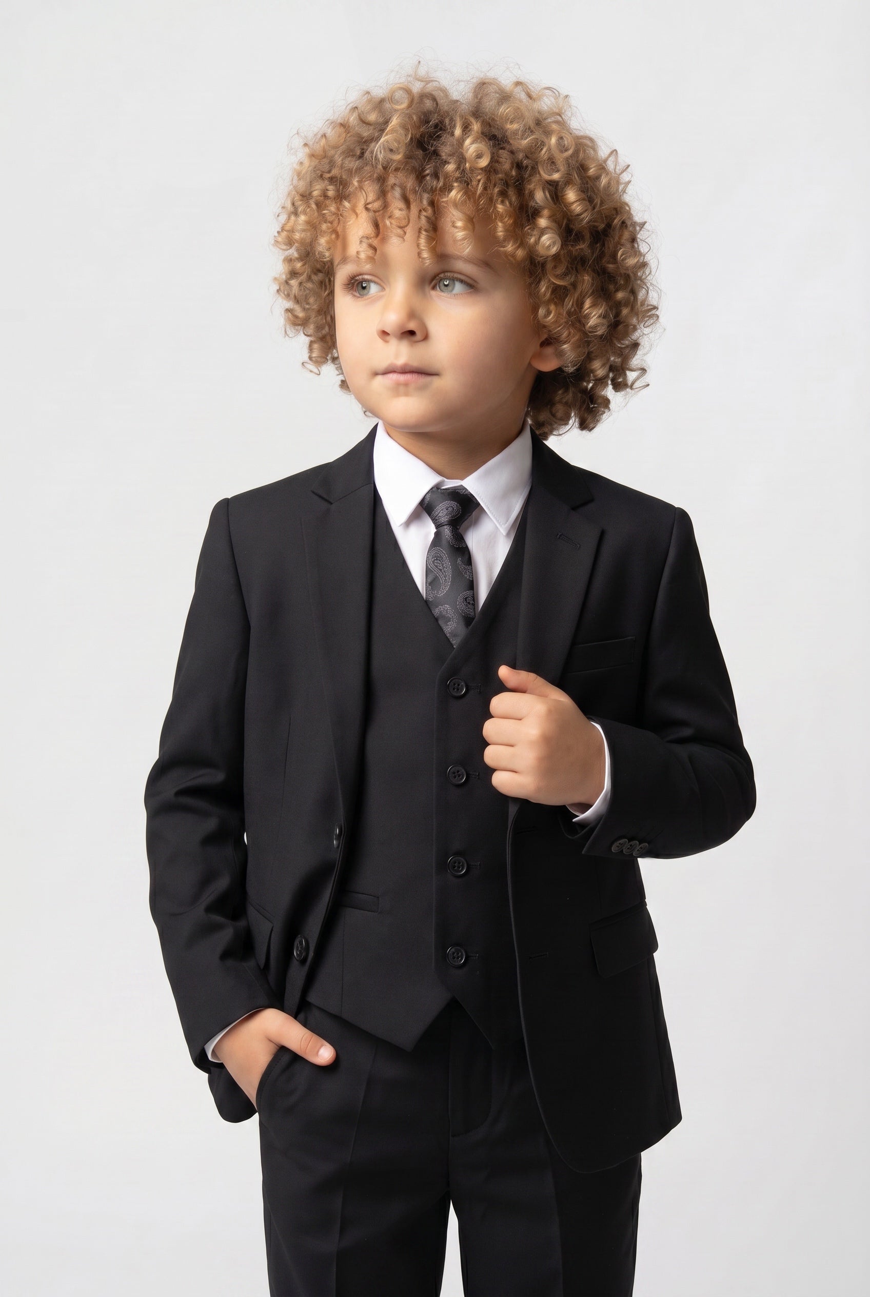 Boys Tailored Fit Formal Suit - Black