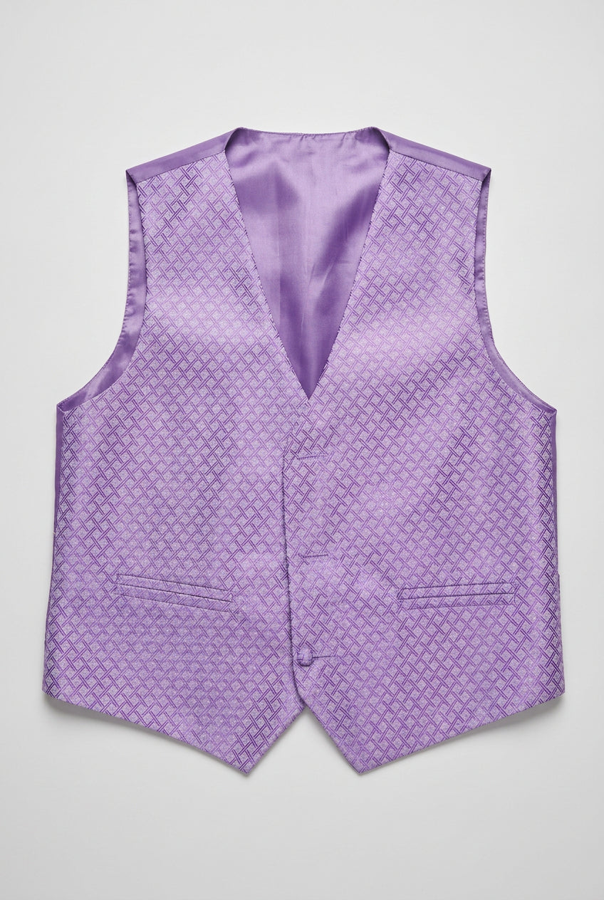 Father & Son Matching Waistcoat, Wedding Cravat & Pocket Square Set in Lilac
