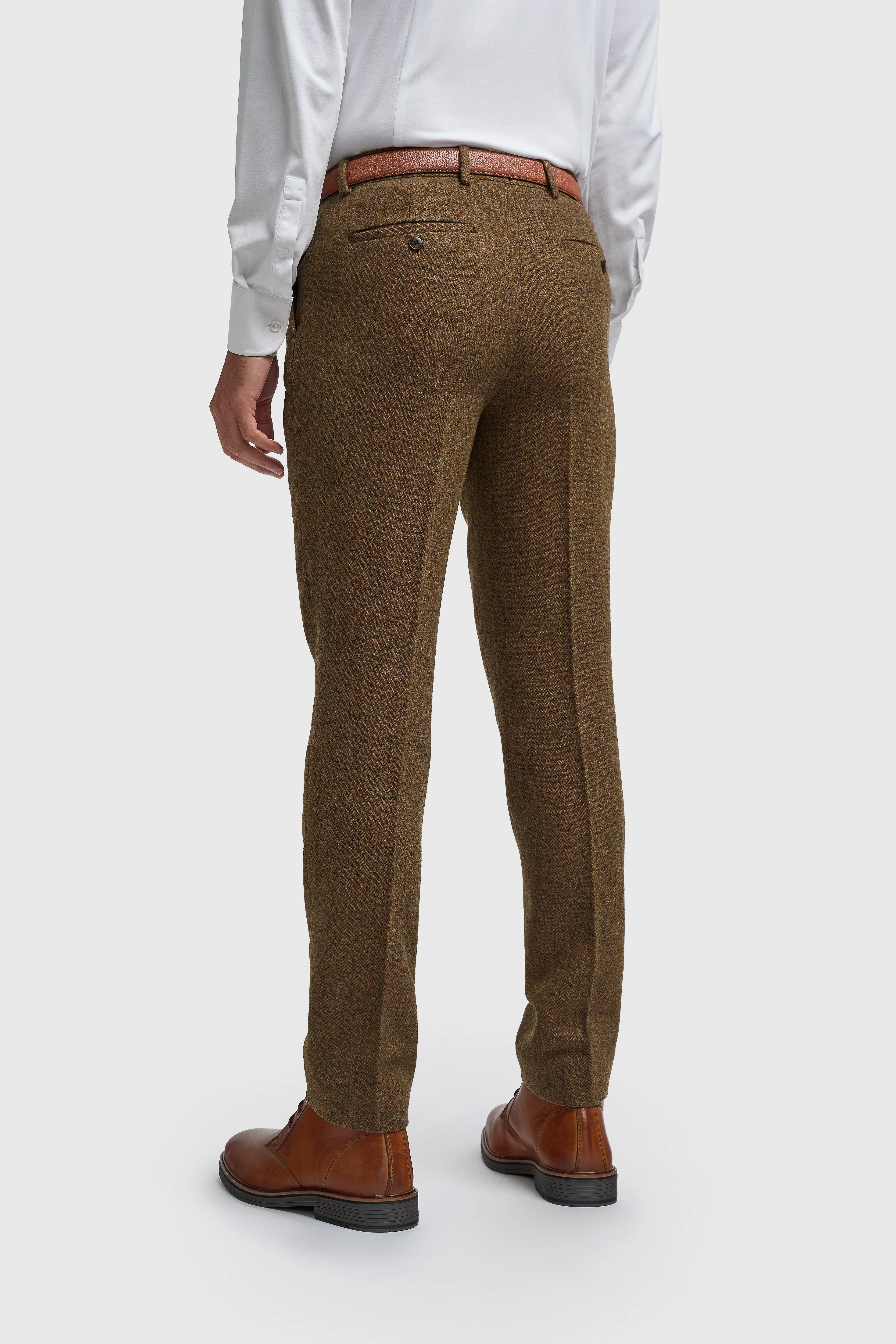 Father & Son Matching Wool Herringbone 3-Piece Suit Set - Thomas - Brown