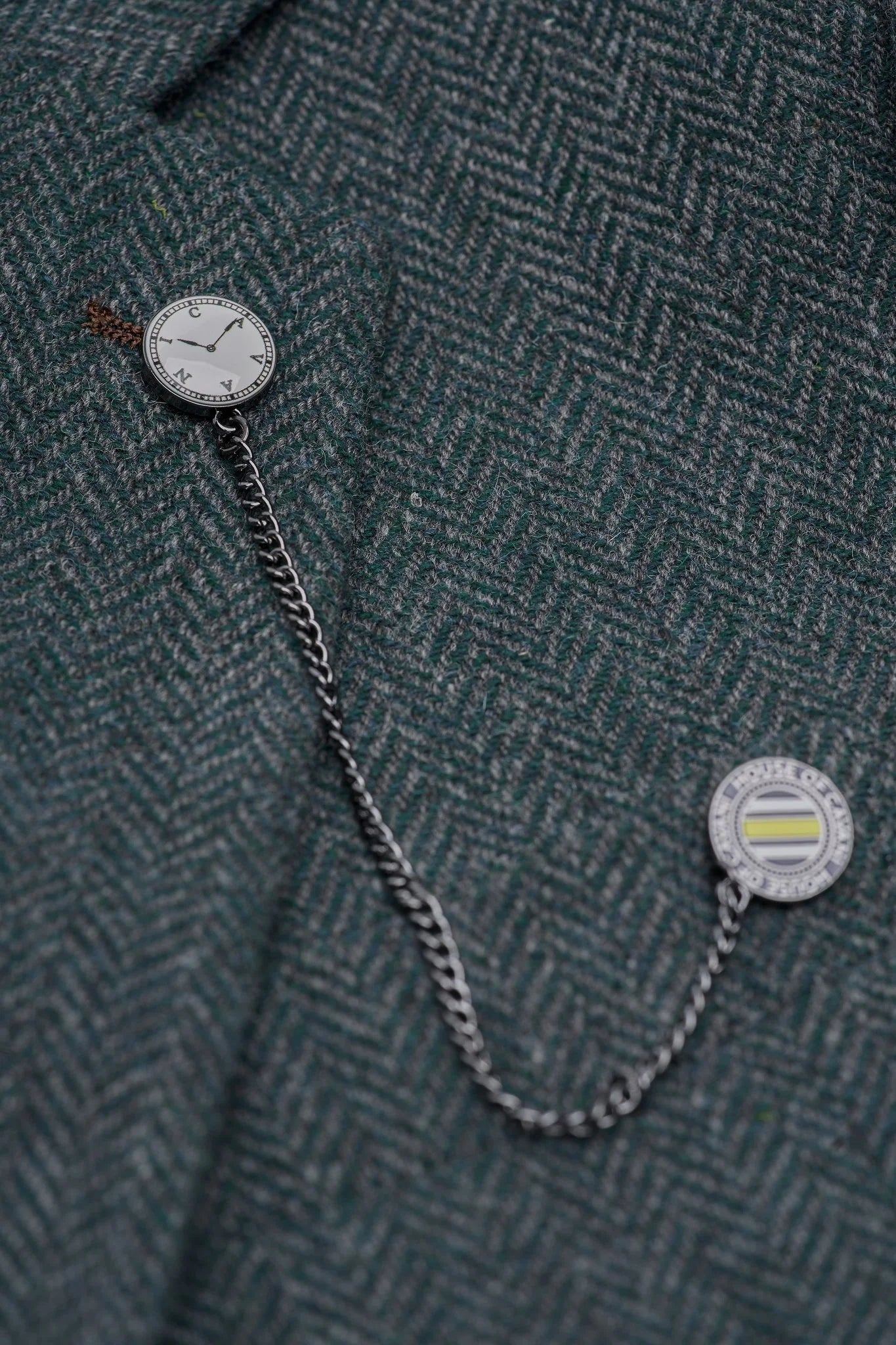 Father & Son Matching Wool Herringbone 3-Piece Suit Set - Thomas - Lush Green