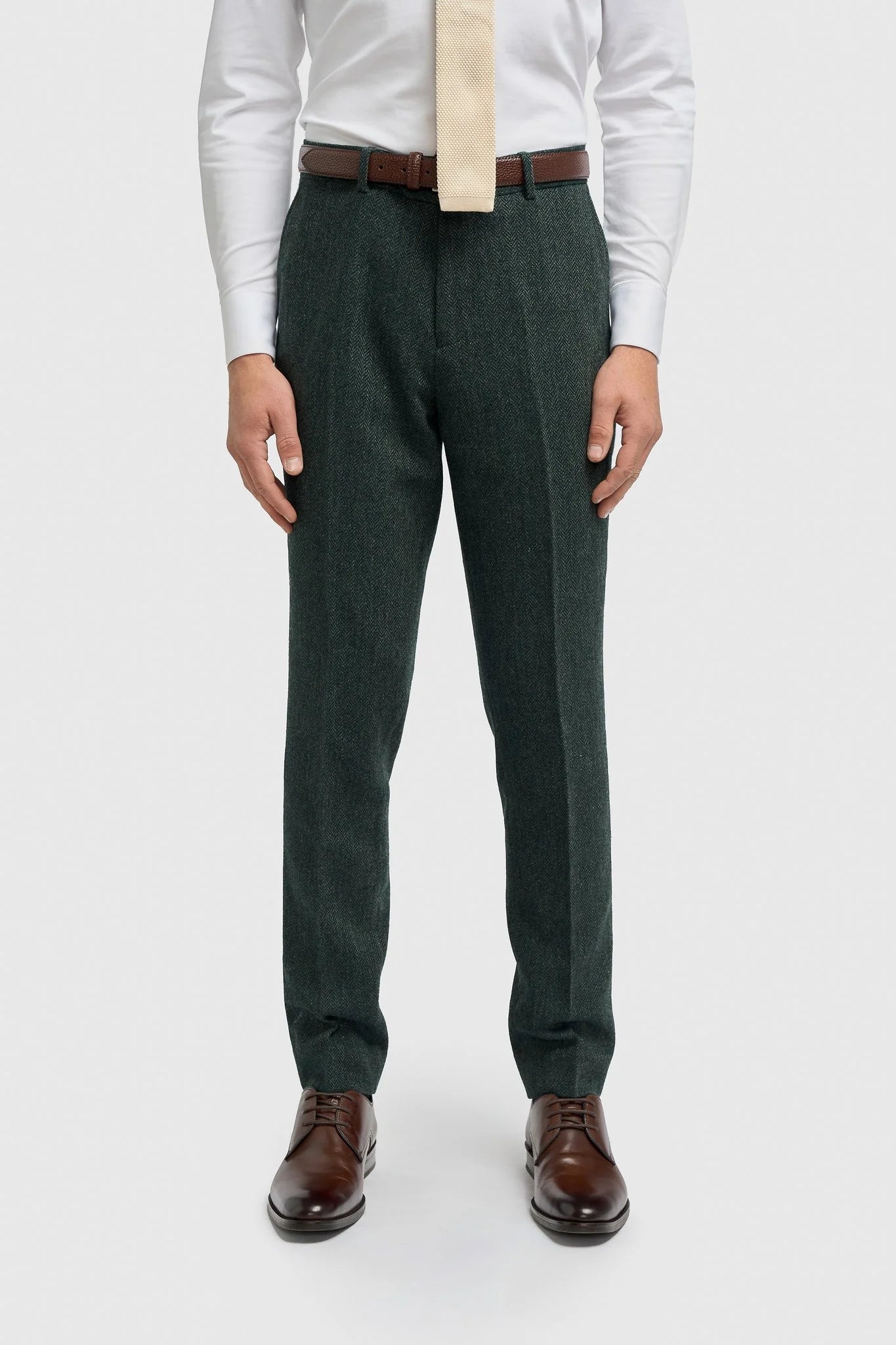 Father & Son Matching Wool Herringbone 3-Piece Suit Set - Thomas - Lush Green