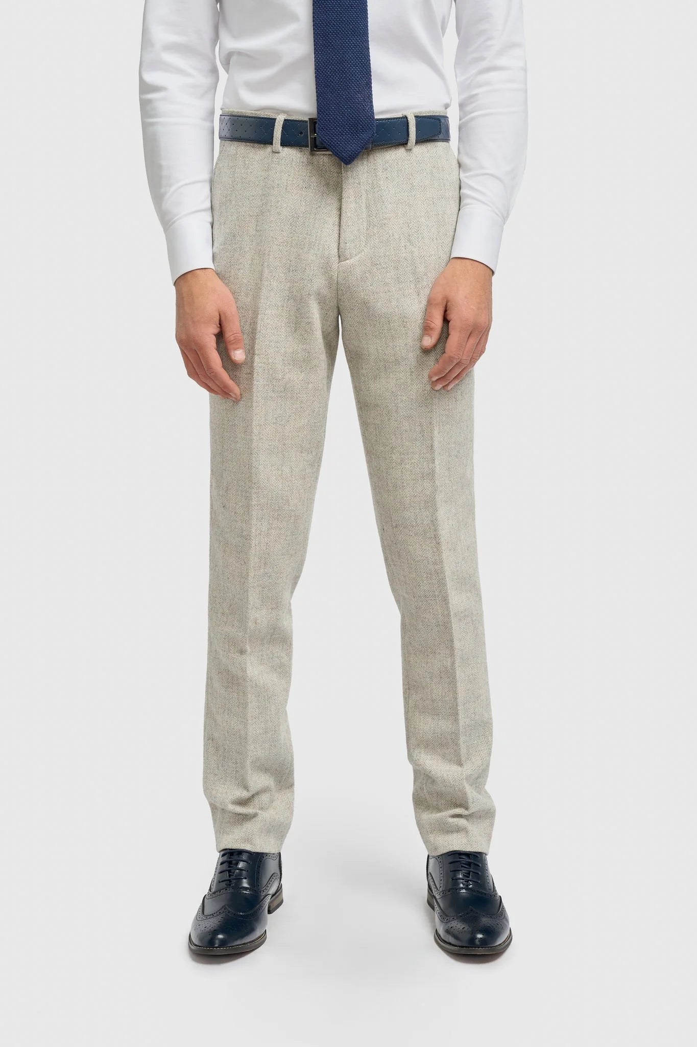 Father & Son Matching Wool Herringbone 3-Piece Suit Set - Thomas - Pearl Grey