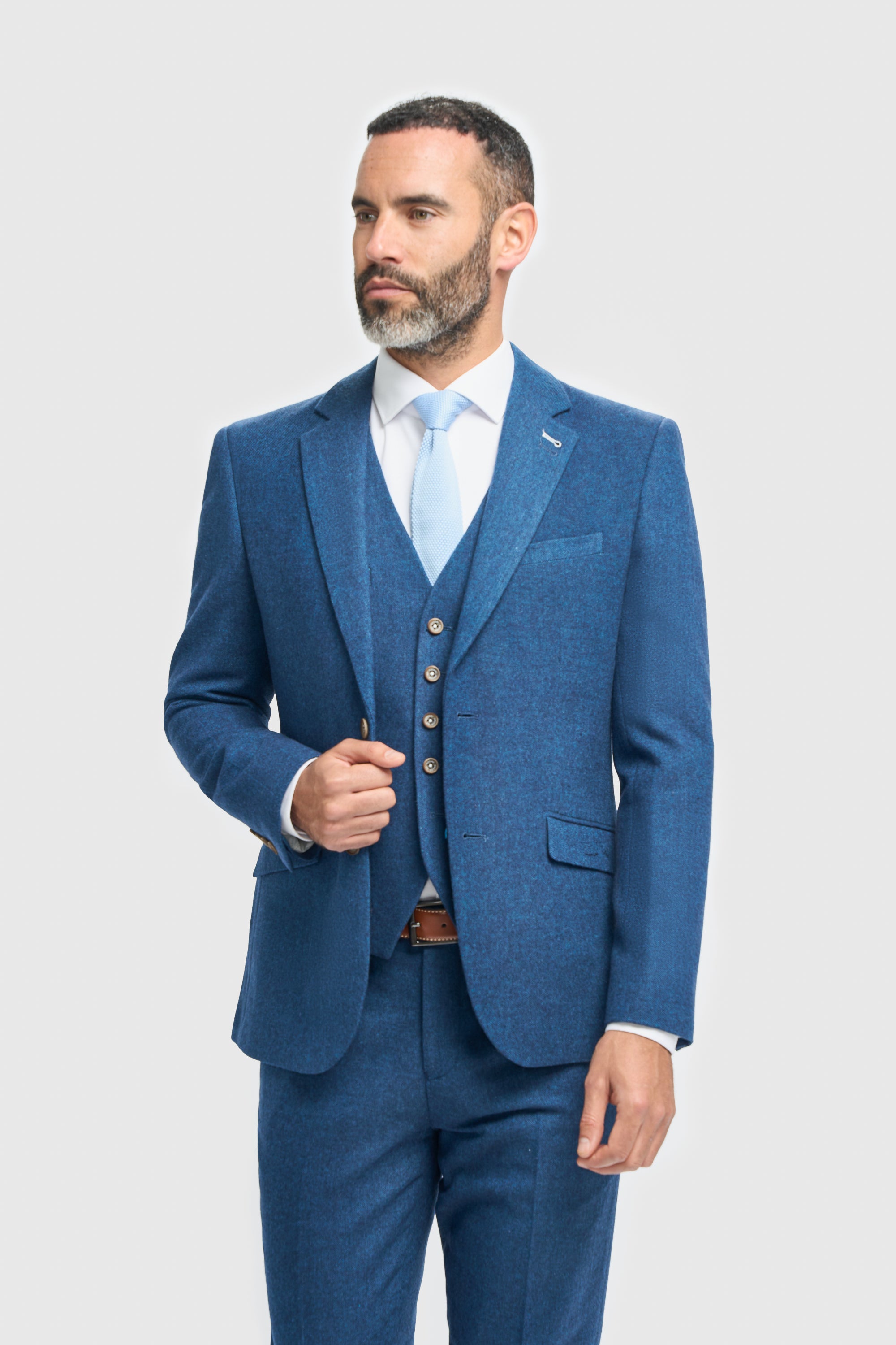 Father & Son Matching Wool Tweed 3-Piece Suit Set - Orson Blue