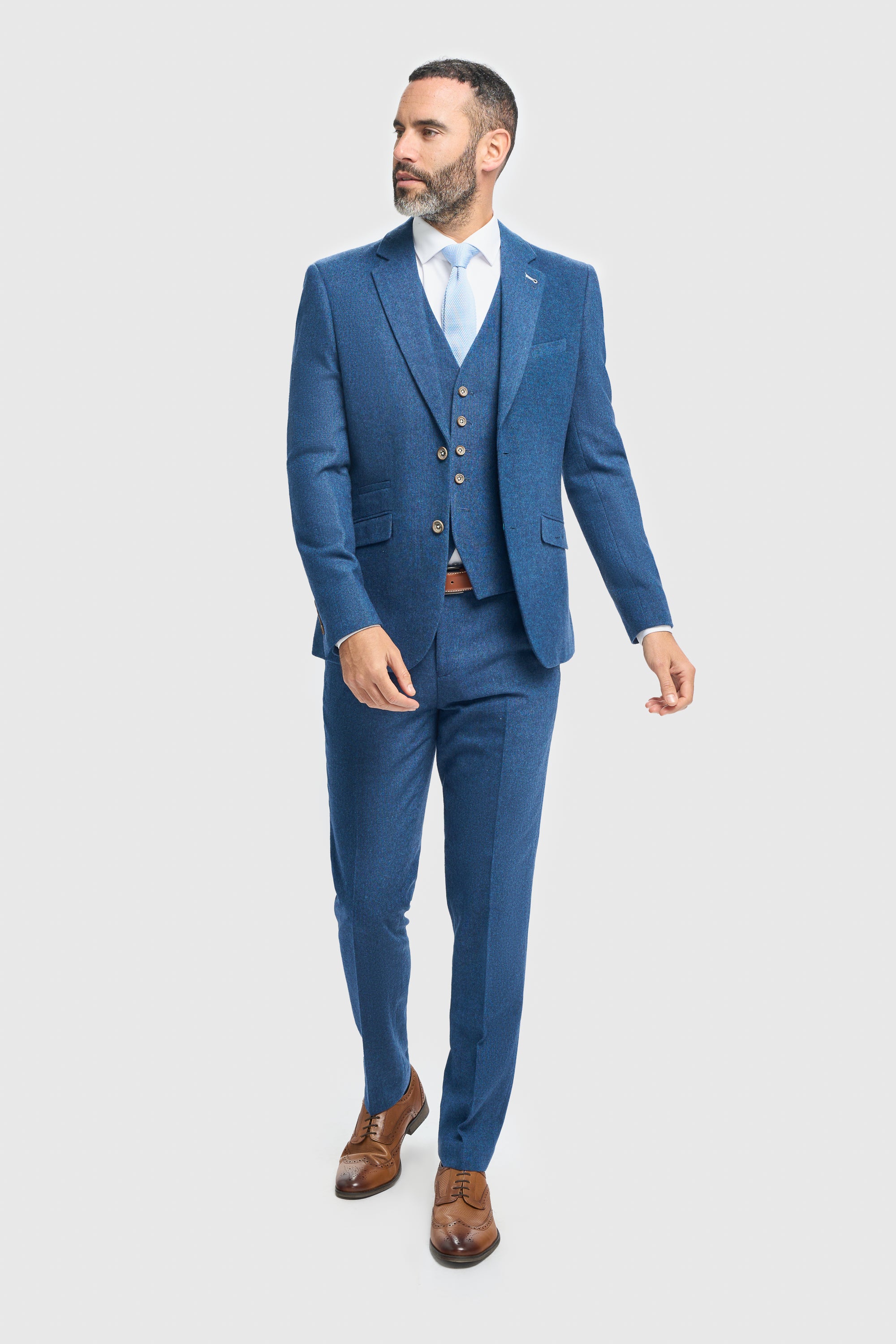 Father & Son Matching Wool Tweed 3-Piece Suit Set - Orson Blue