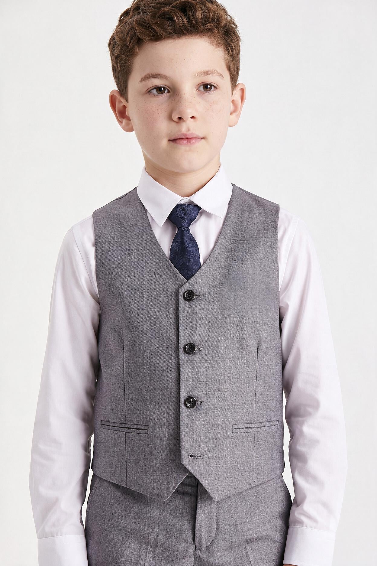 Father & Son Matching 3-Piece Suit Set with Pick Stitch - Edward - Grey