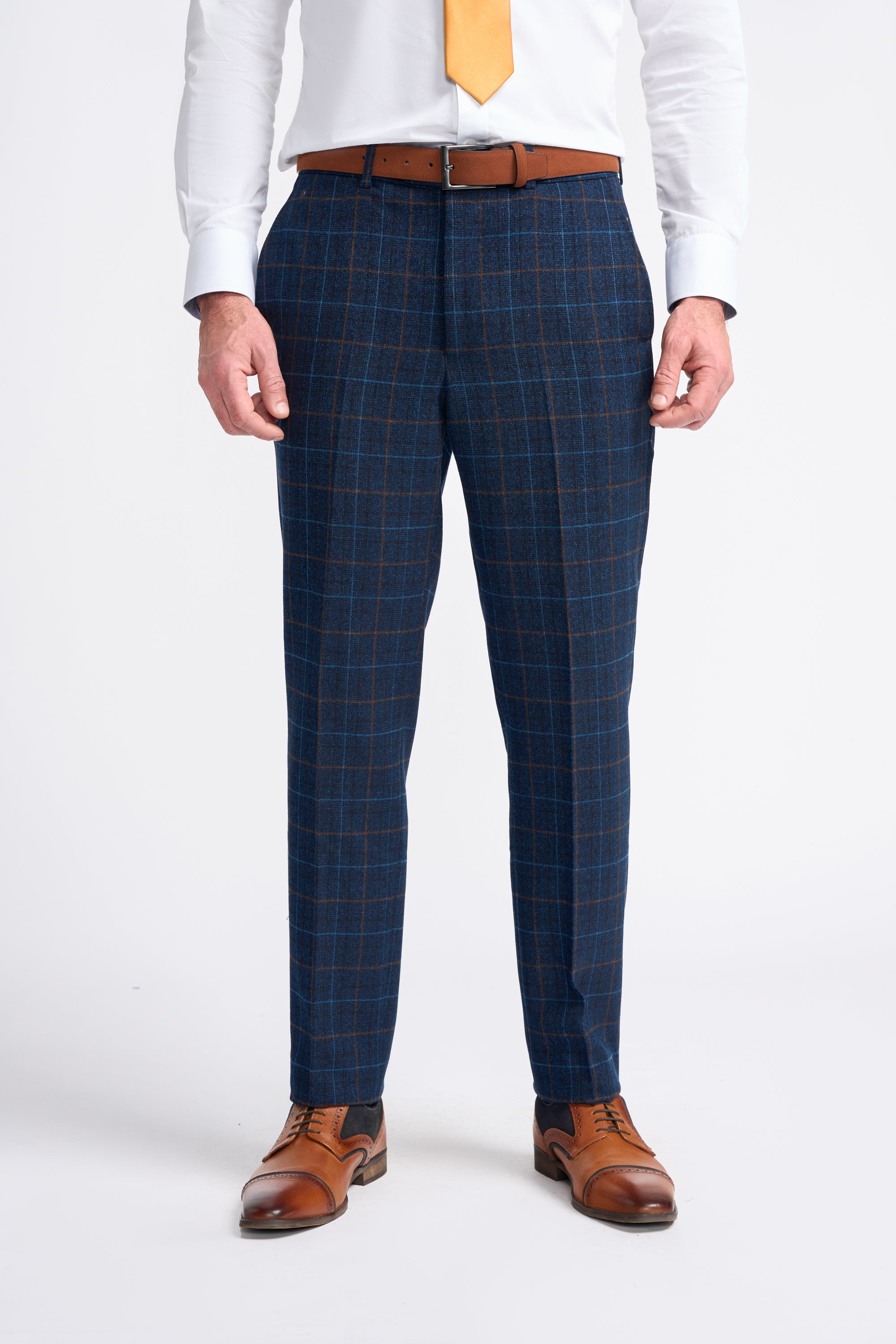 Father & Son Matching Herringbone Windowpane Check 3-Piece Suit Set - Cody Blue