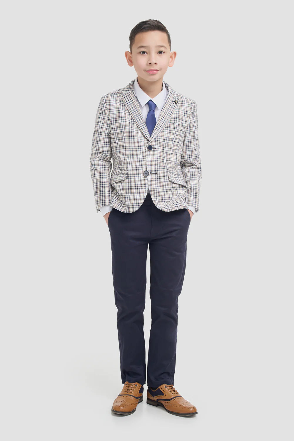 Father & Son Matching Mini Check Blazer - Beige