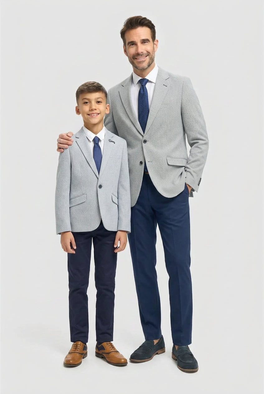 Father & Son Matching Puppytooth Check Blazer - Blue