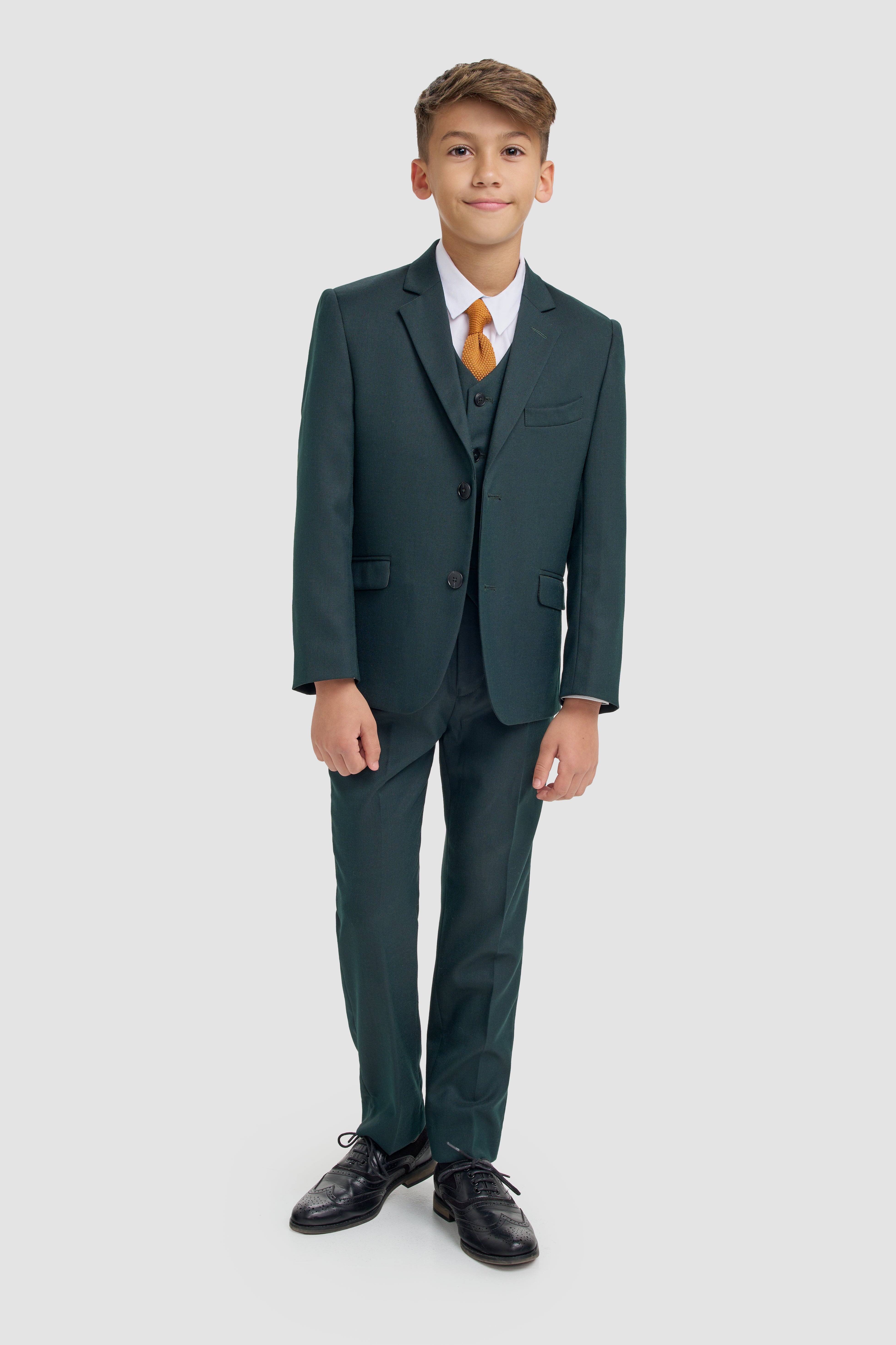 Father & Son Matching Slim Fit 3-Piece Suit Set - Malibu Forest Green