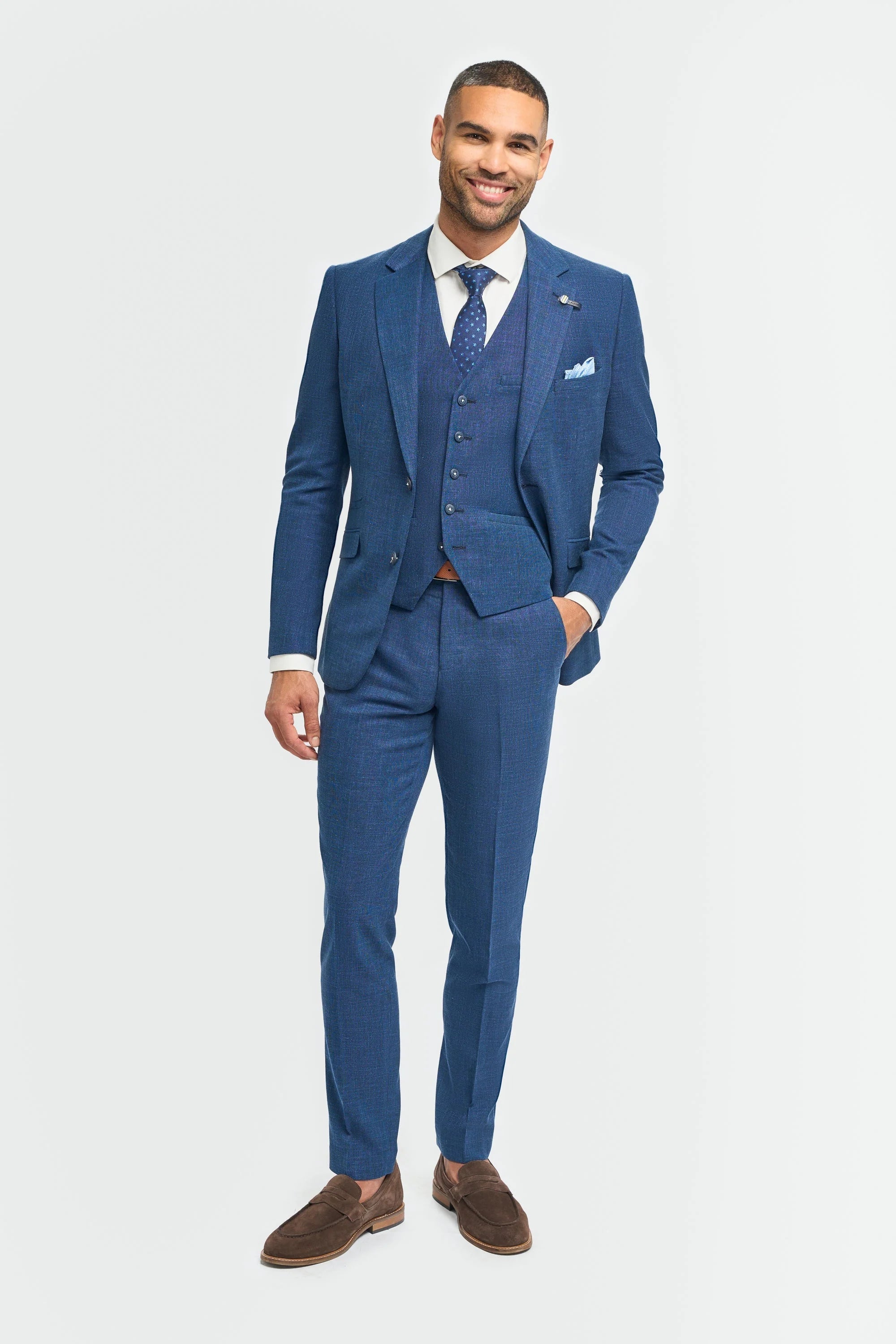 Father & Son Matching Textured 3-Piece Suit Set - Miami - Blue