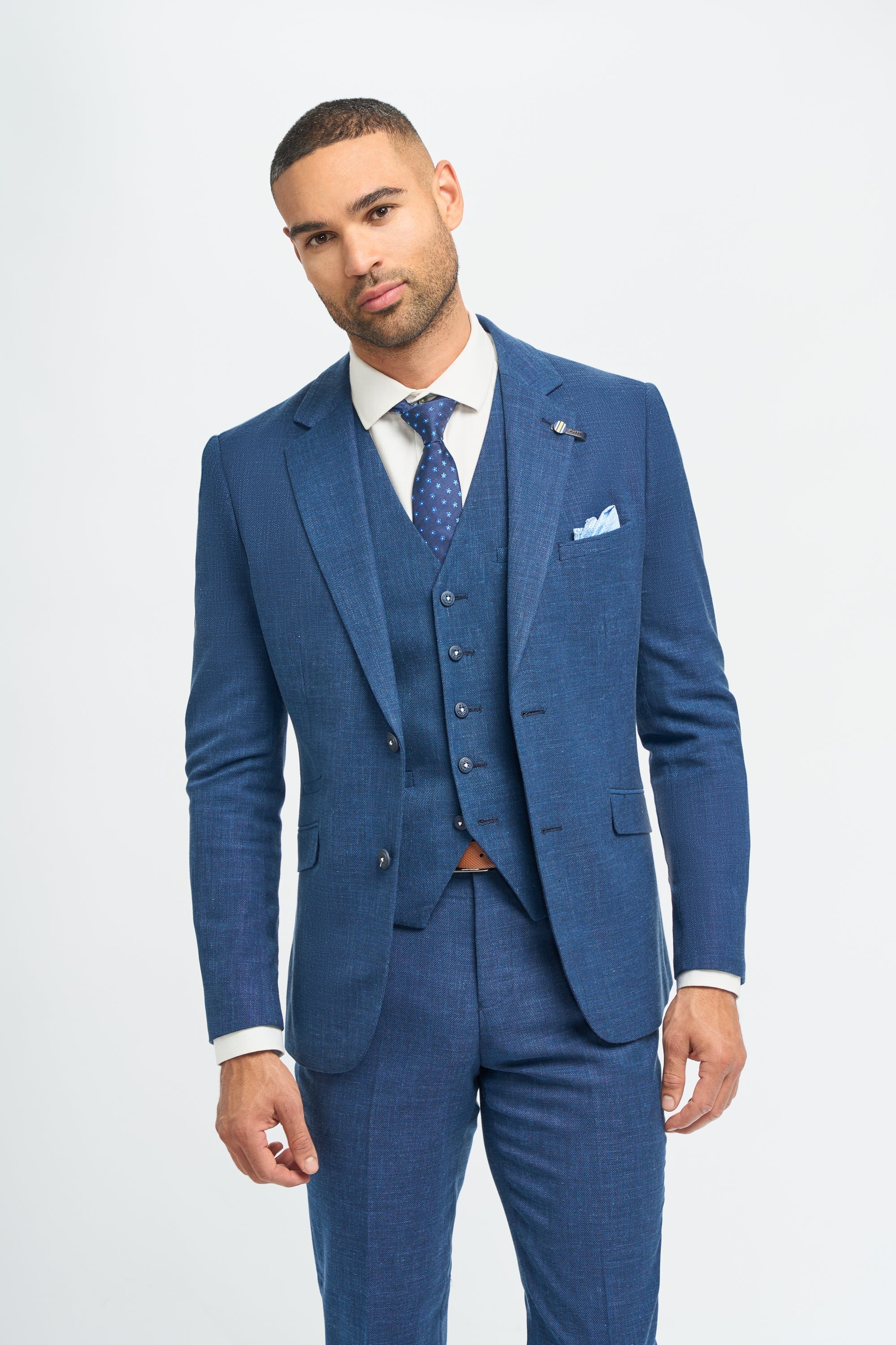 Father & Son Matching Textured 3-Piece Suit Set - Miami - Blue