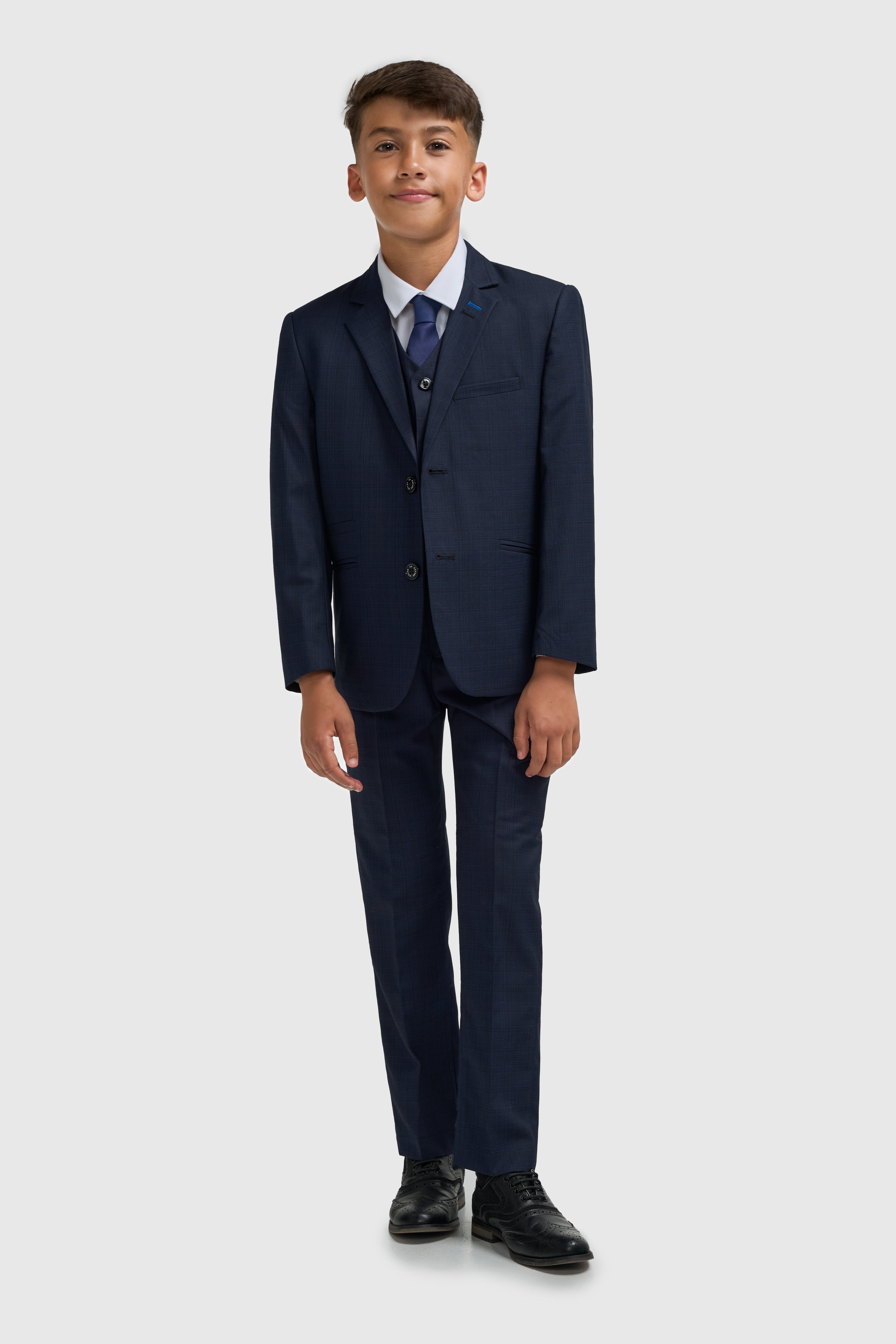 Father & Son Matching Textured 3-Piece Suit Set - Seeba Navy