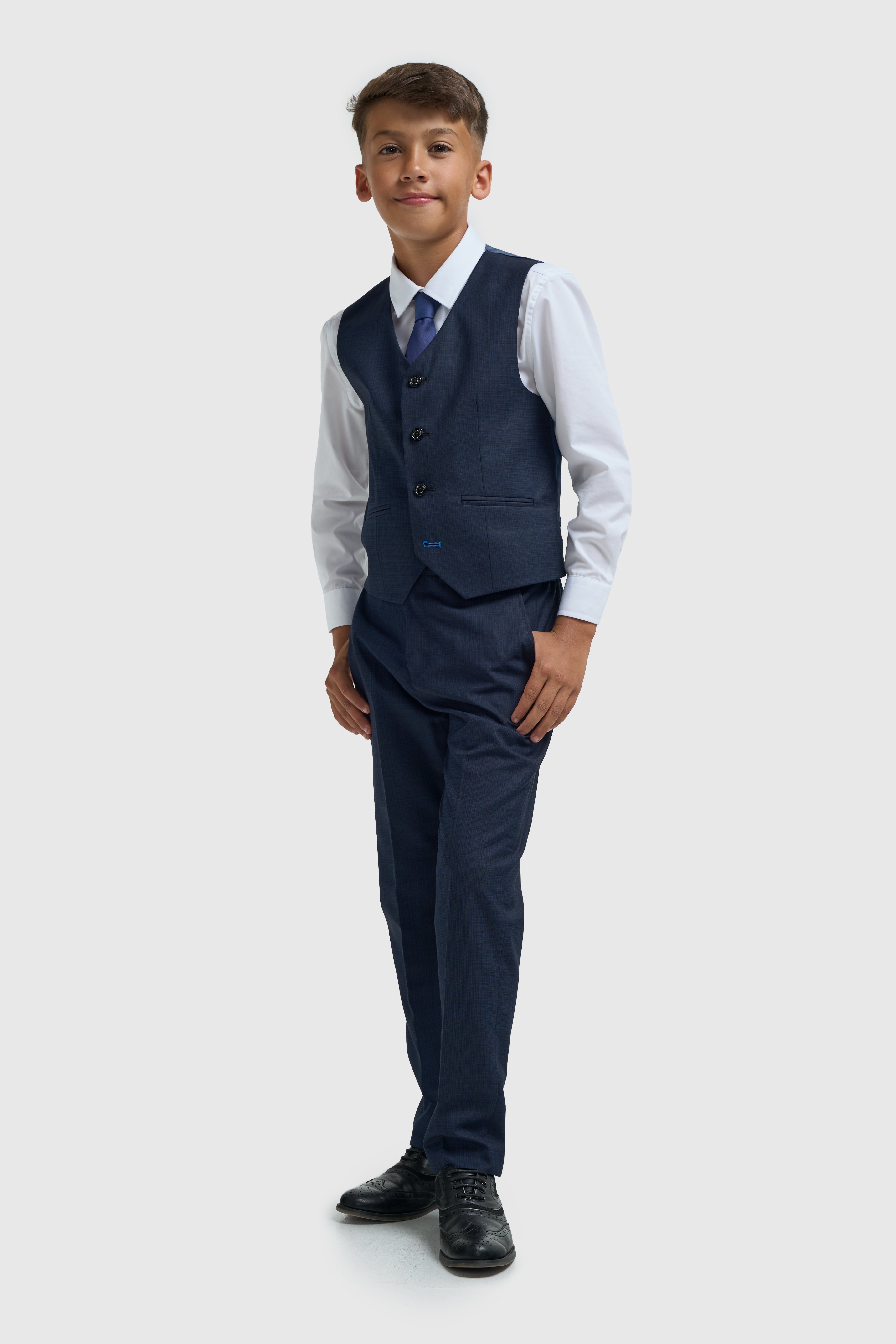 Father & Son Matching Textured 3-Piece Suit Set - Seeba Navy