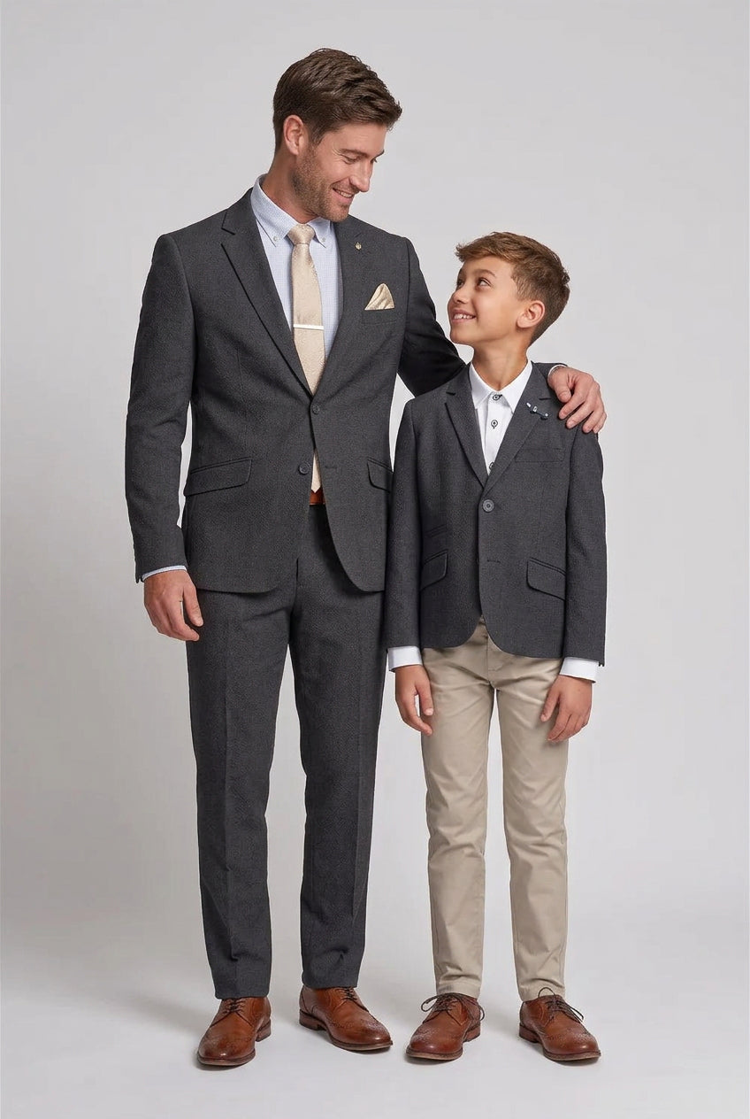 Father & Son Matching Textured Blazer - Navy Blue