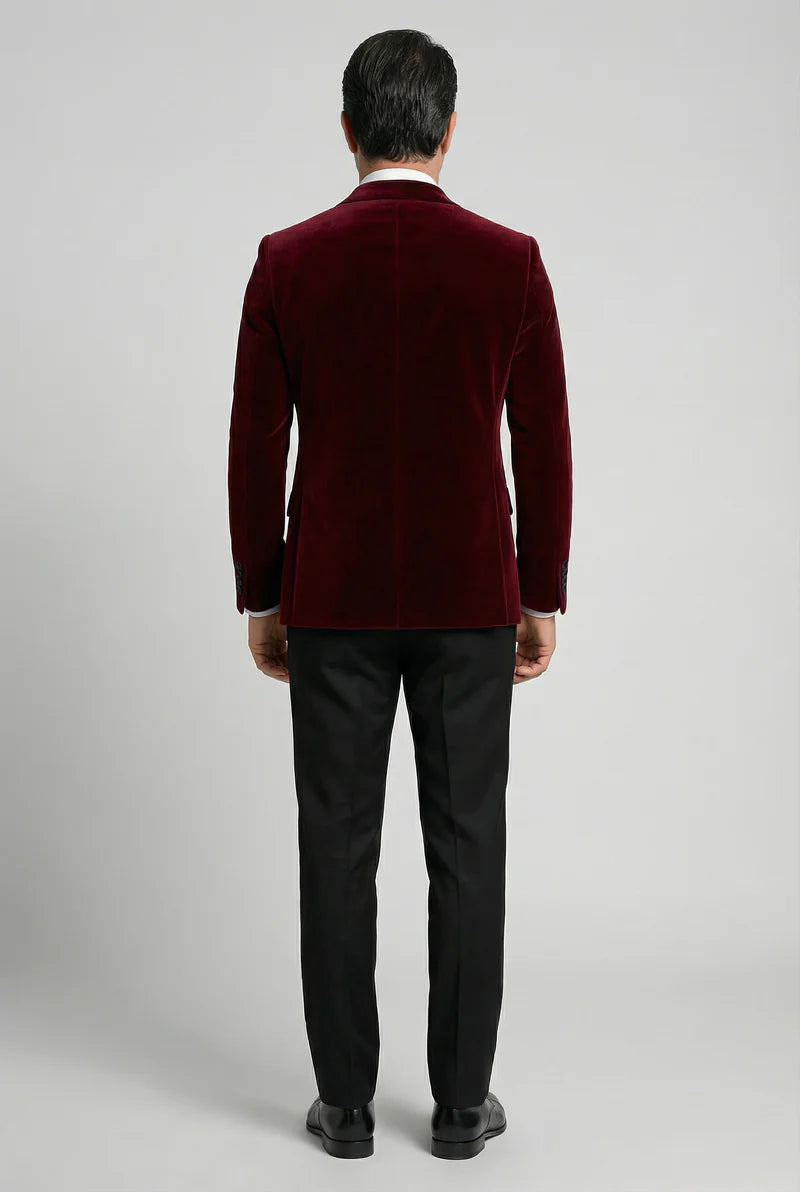 Father & Son Matching Velvet Dinner Jacket - Burgundy