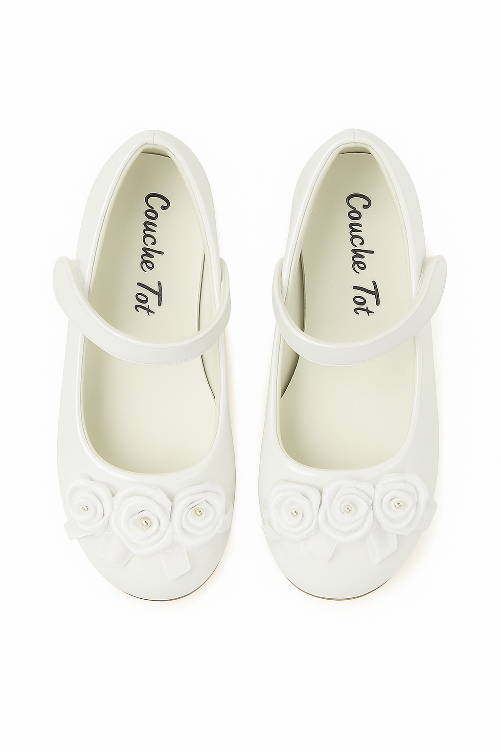 Flower Girls Mary Jane Formal Patent Shoes - White Front PiCTURE