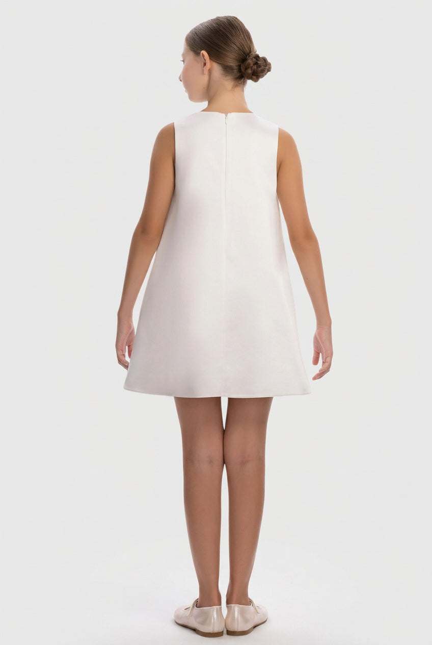 Girls 2-Piece Occasion Dress with Chiffon Ruffle Cape - Ecru