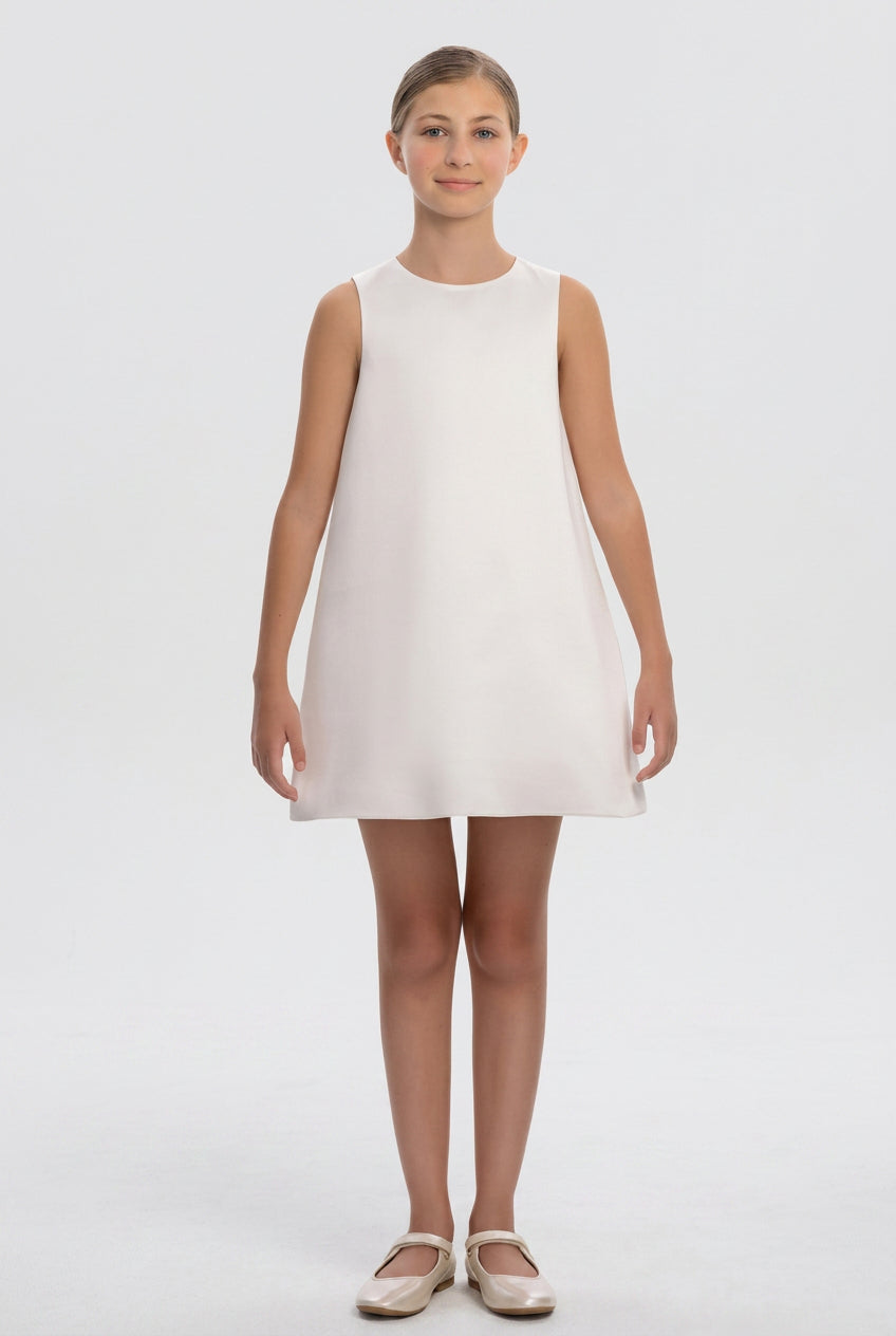 Girls 2-Piece Occasion Dress with Chiffon Ruffle Cape - Ecru