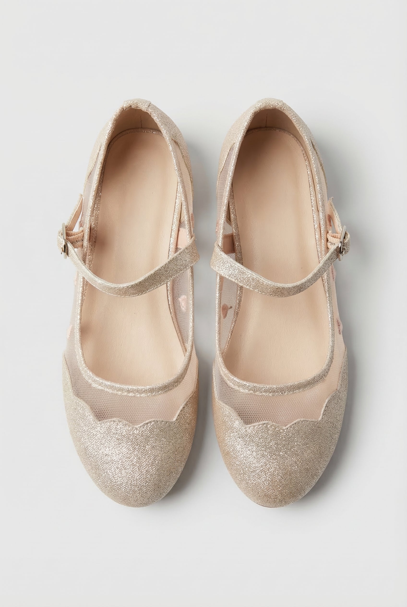 Girls Heart Mesh Mary Jane Flat Shoes - Julianna Pink Back Picture