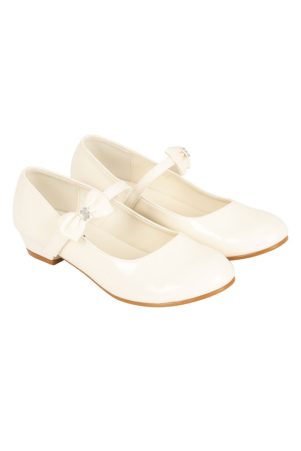 Girls Medium Heel Patent Mary Jane Shoes -DANIELLE - Ivory