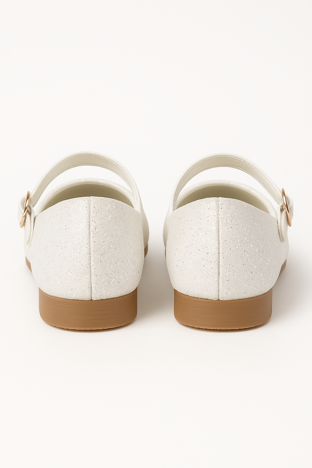 Girls Off White Glitter Flat Mary Jane Shoes Back picture