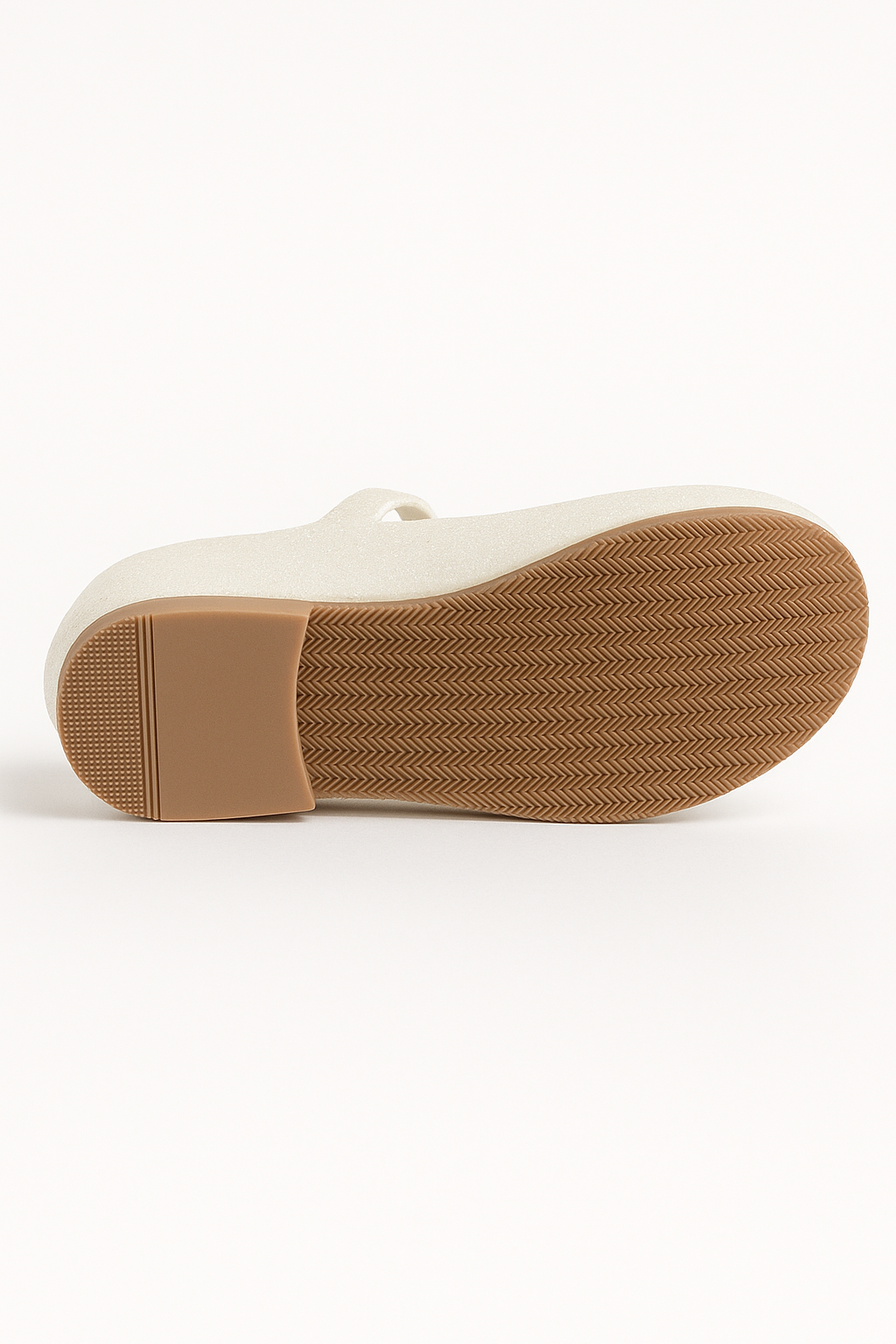 Girls Off White Glitter Flat Mary Jane Shoes Sole Picture