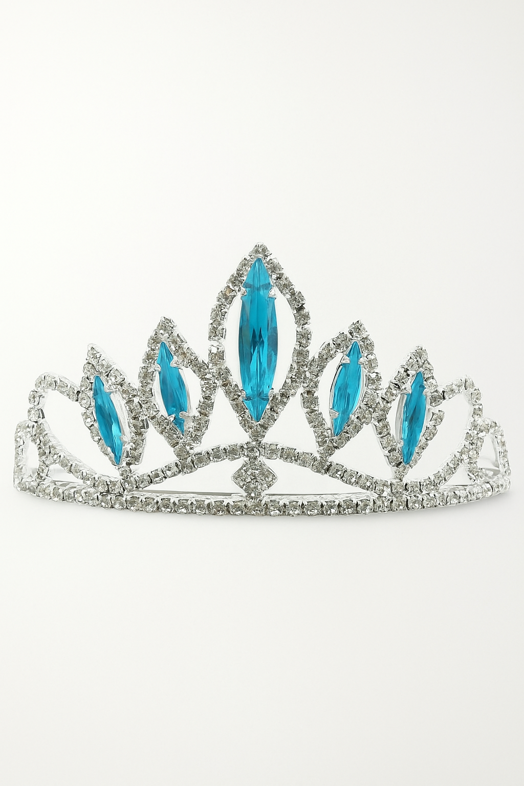 Girls Princess Tiara with Marquise Gemstones - Blue
