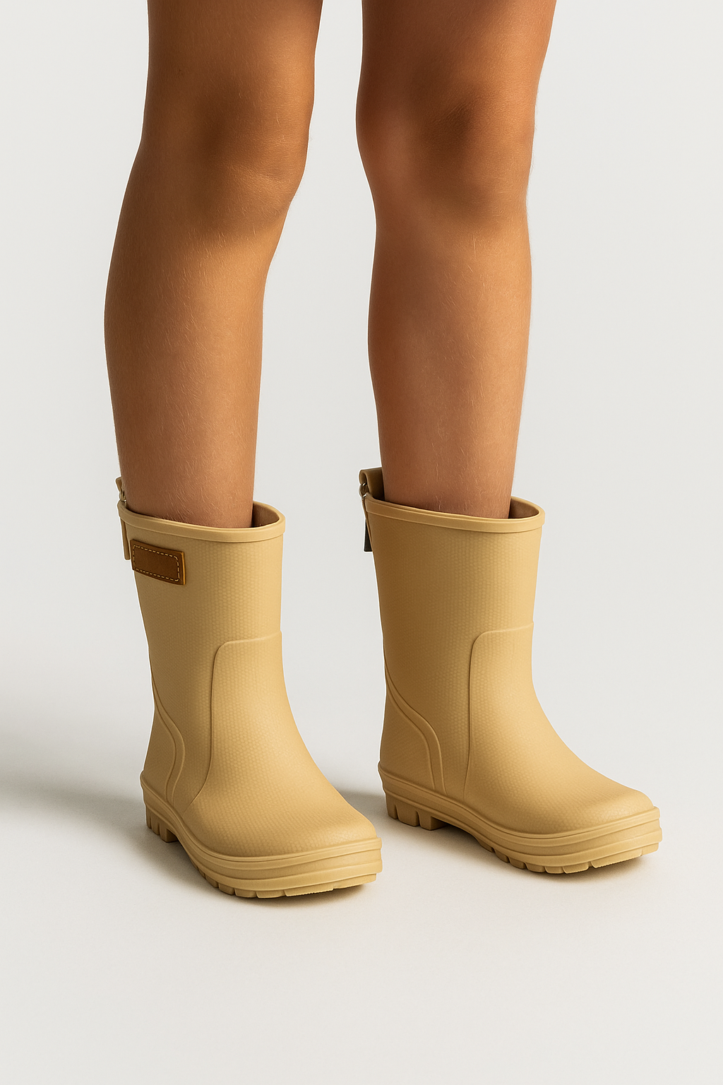 Girls Pull On Rain Boots - Angel  - Beige 