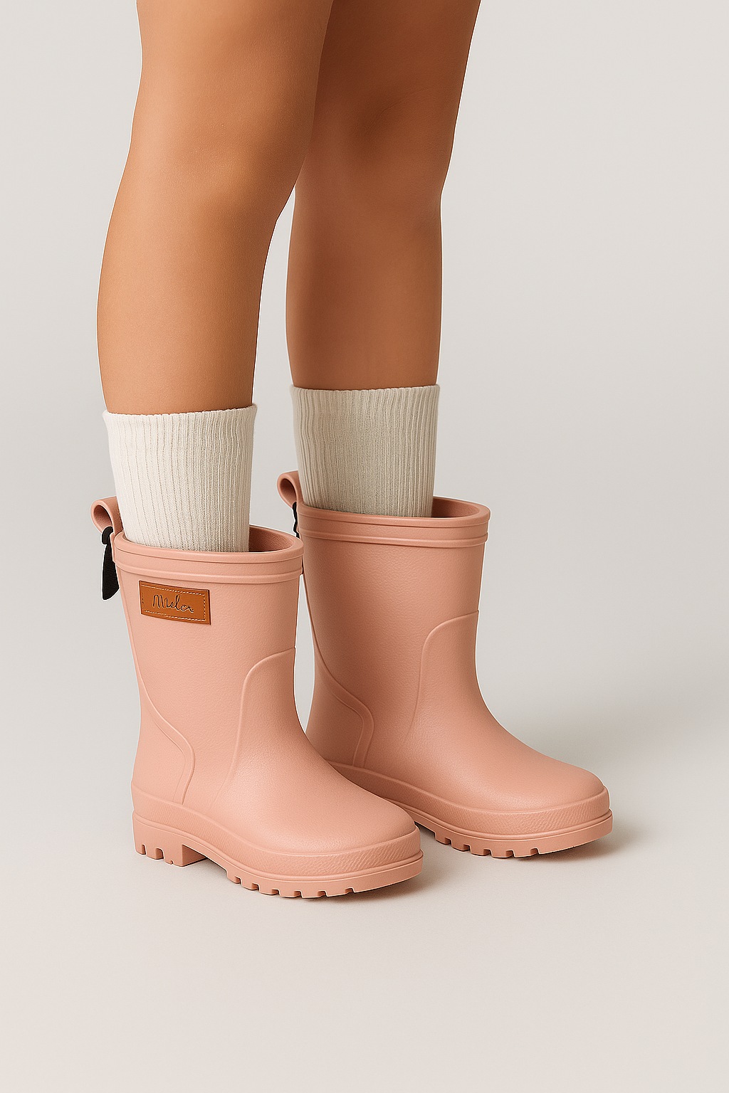 Girls Pull On Rain Boots - Angel  - Pink Modle Picture