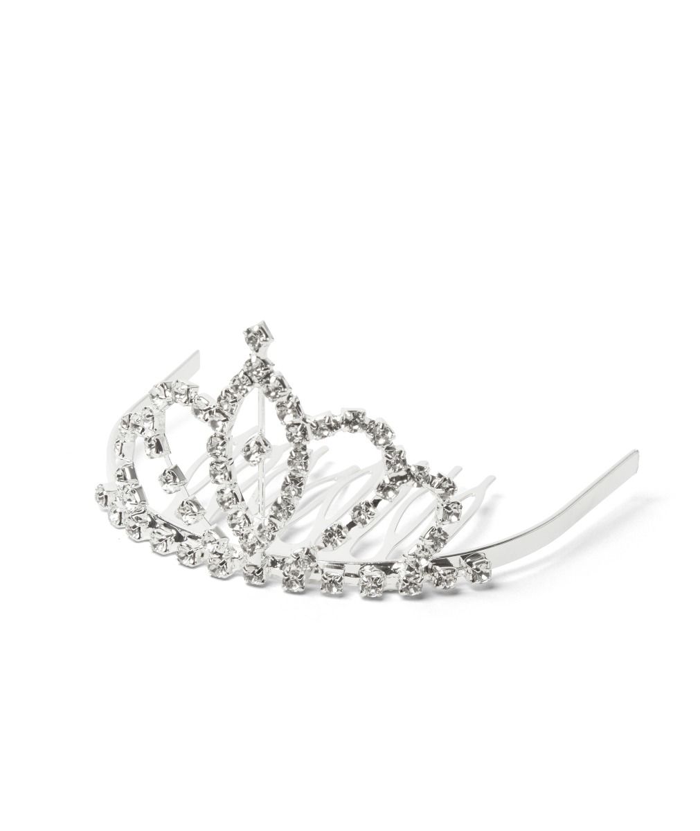 Girls Sparkling Silver Crystal Tiara Crown - Spiral