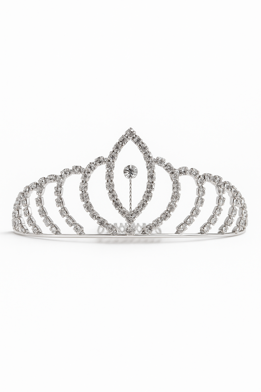 Girls Sparkly Silver Rhinestone Arch Tiara Comb