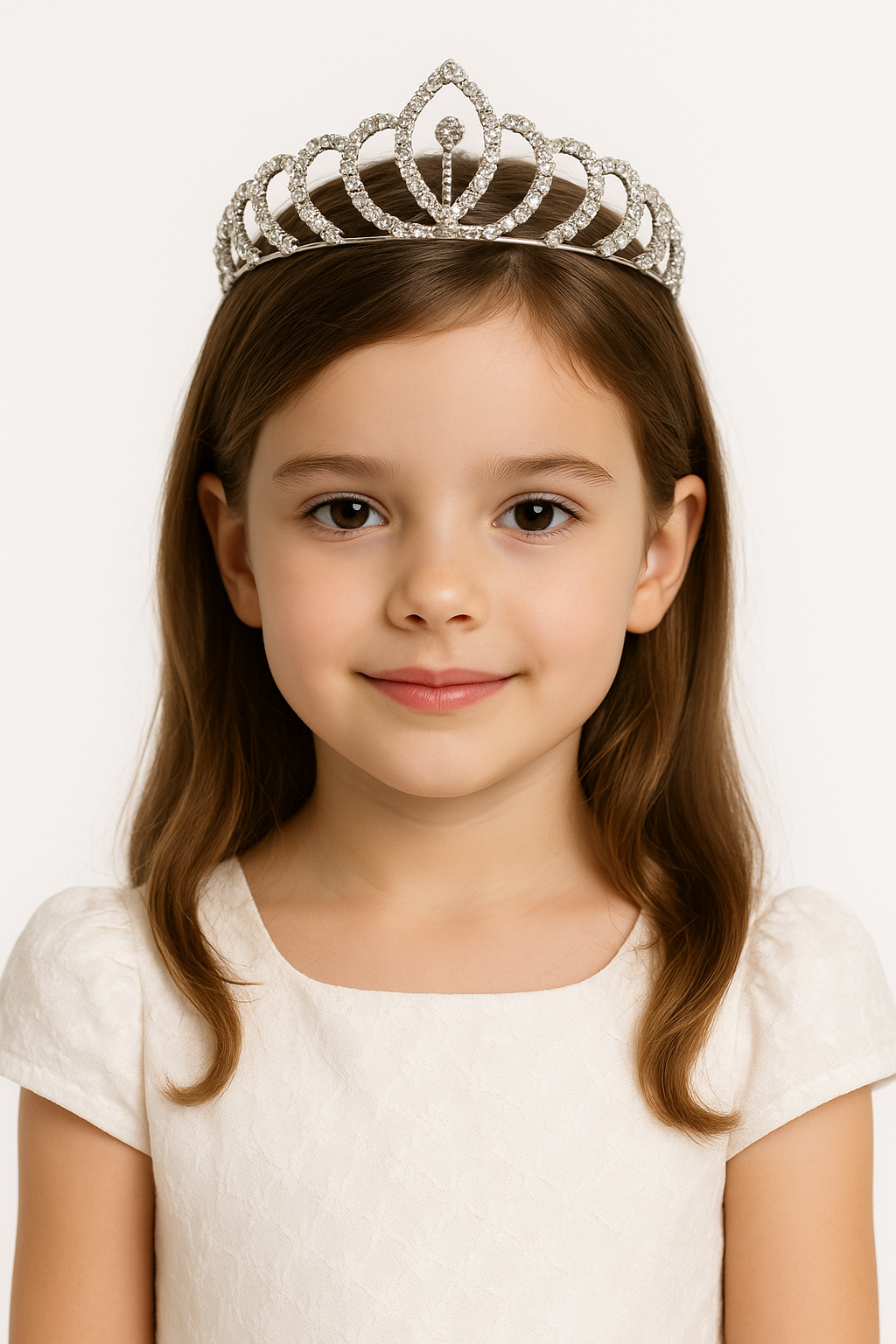 Girls Sparkly Silver Rhinestone Arch Tiara Comb Model Picture