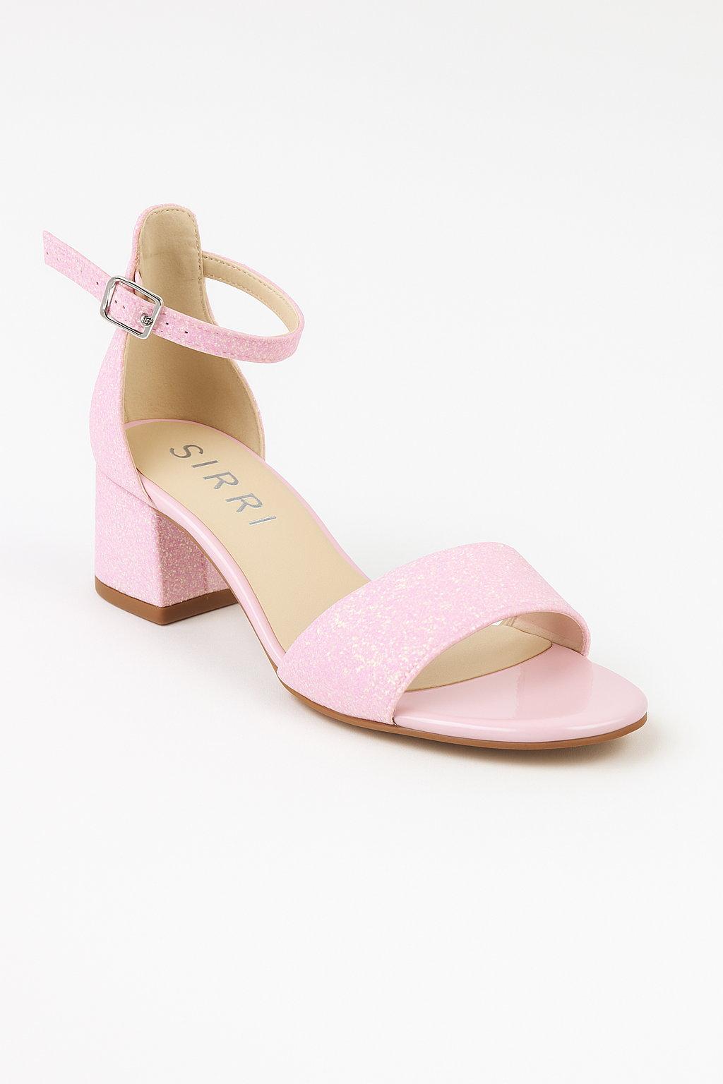 Girls Ankle-Strap Block Heel Sandals - SPARKLE - Pink Side Picture